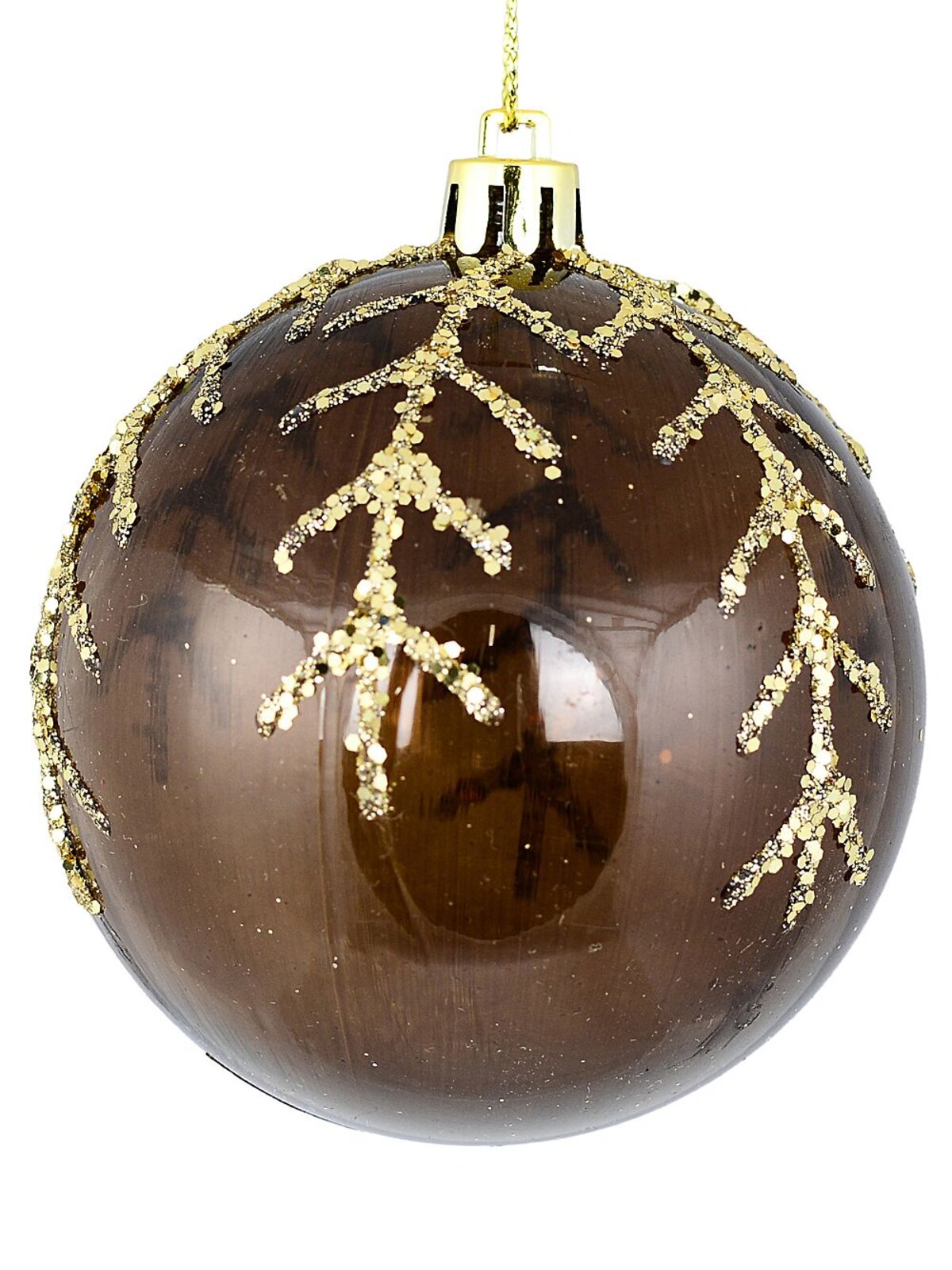 4x Timeless Brown & Clear Statement Gold Snowflake Baubles | 80mm — image 3