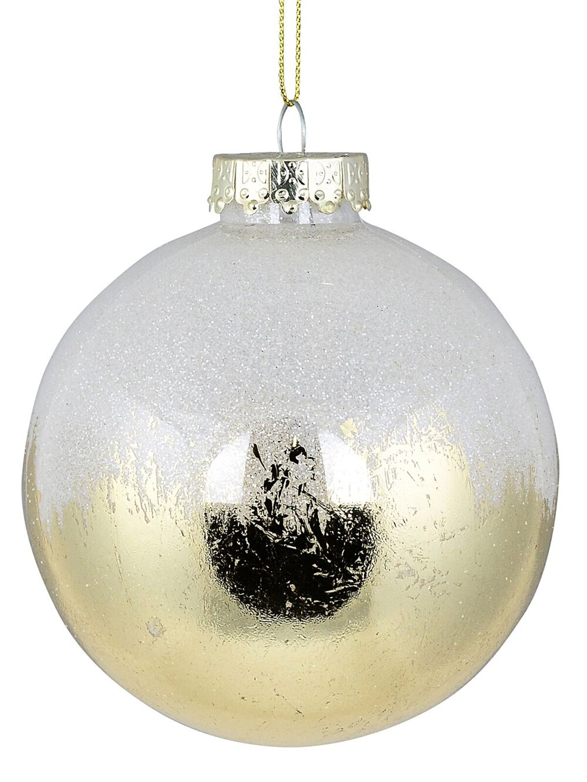 4x Timeless Glossy Gold Signature Glitter Snow Baubles | 10cm — image 6