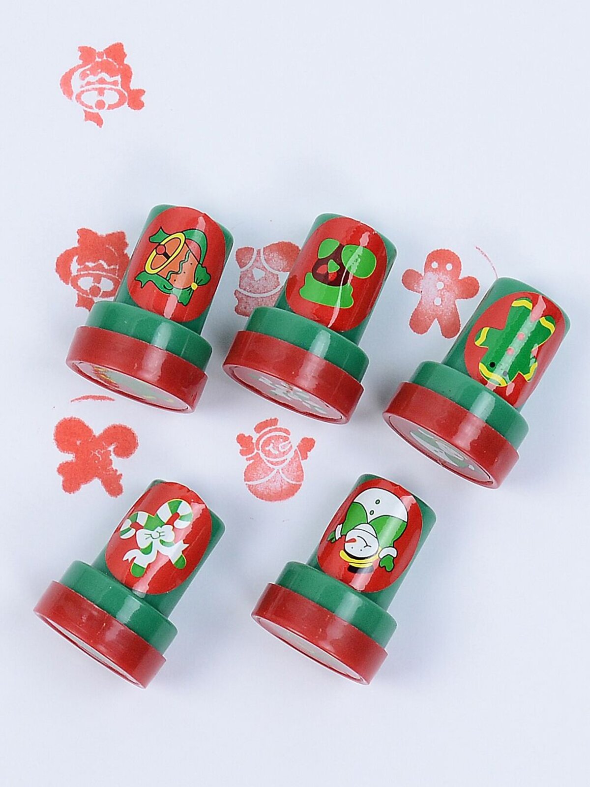 5 Mini Christmas Themed Self-Inking Red Stampers — image 2