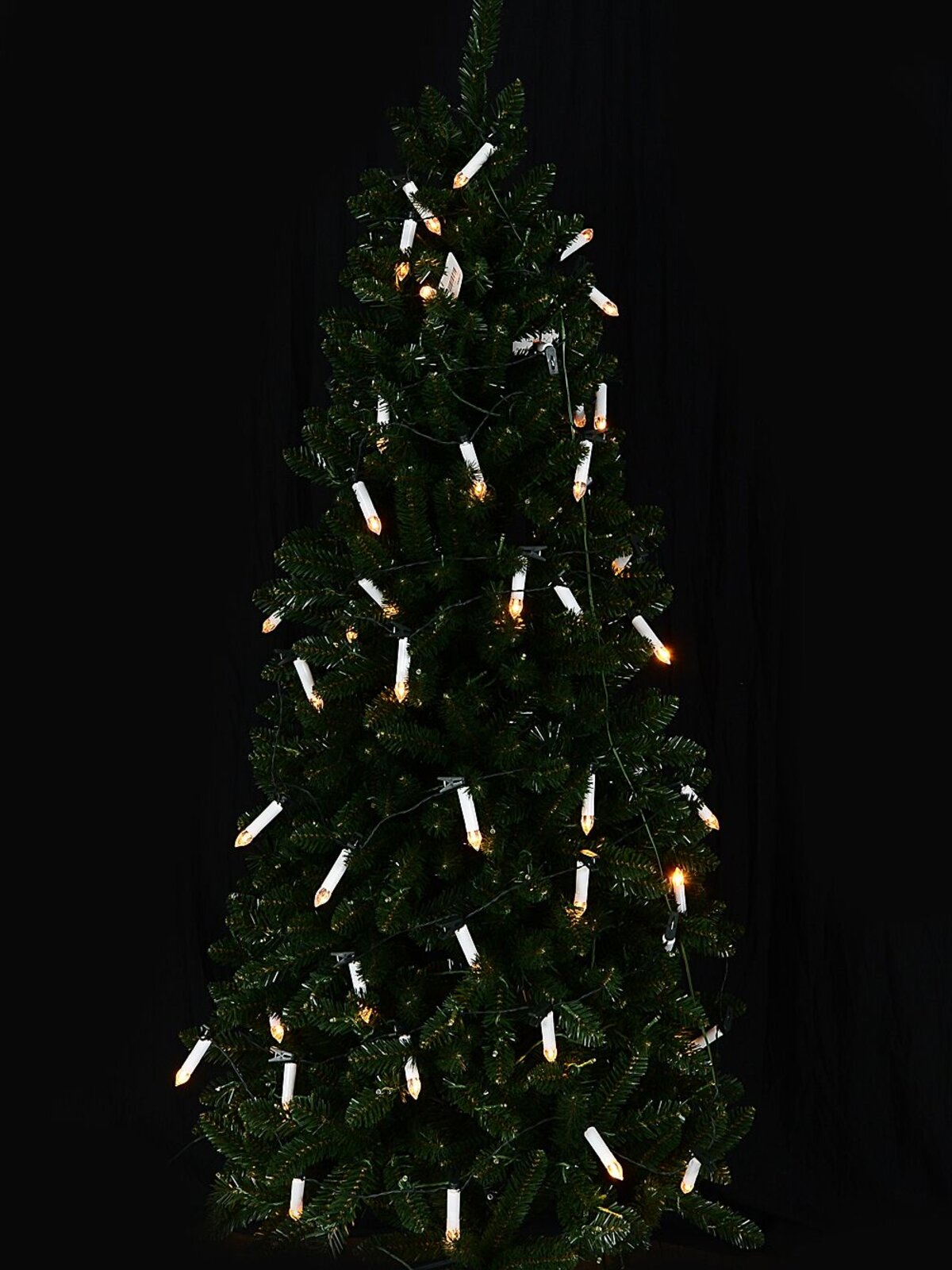 50 Warm White LED Static Flame White Christmas Candles With Clips | 4m — image 4