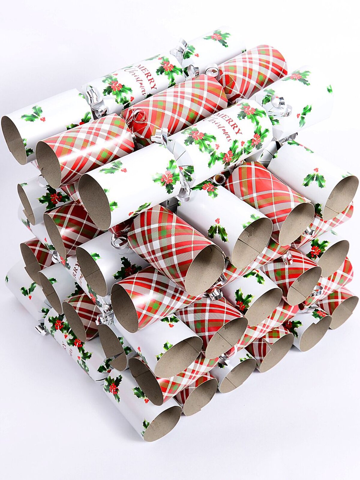 50x 30cm Merry Christmas Holly Wreath on White & Tartan Look Bon Bons — image 2