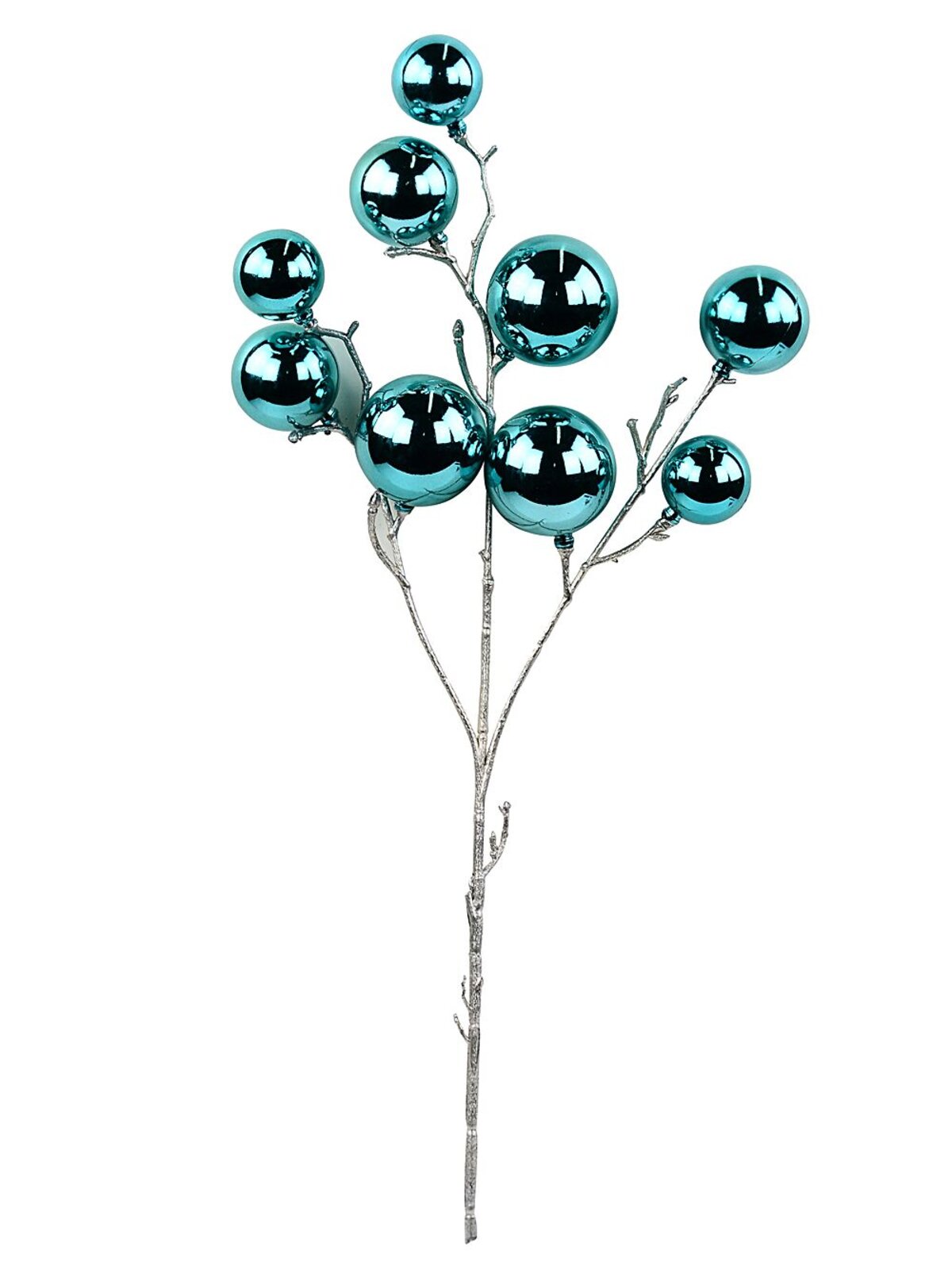 Shiny Turquoise Bauble Spray Long Christmas Stem | 52cm — image 4