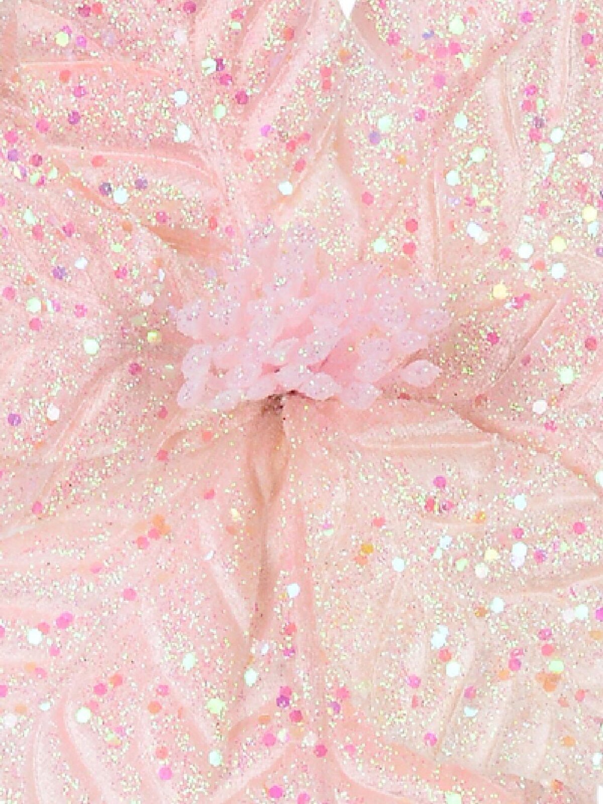 Fairy Floss Pink Poinsettia With Iridescent Sequins Long Christmas Stem | 55cm — image 4