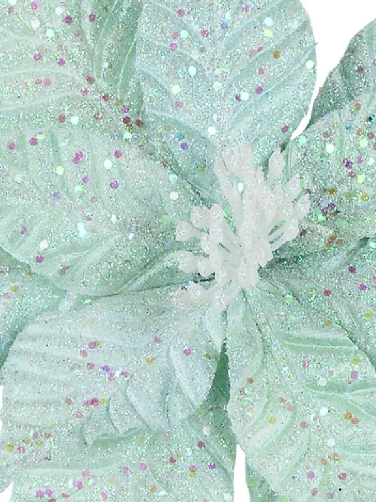 Fairy Floss Turquoise Poinsettia With Sequins Long Christmas Stem | 55cm — image 4