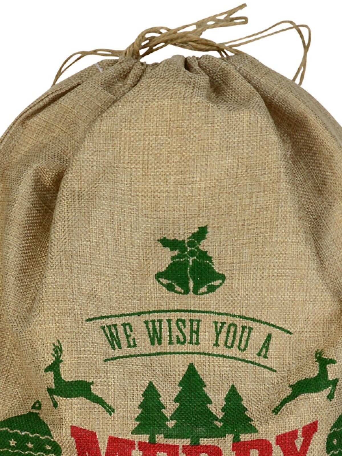 55cm Jute We Wish You A Merry Christmas & Happy New Year Santa Sack — image 3