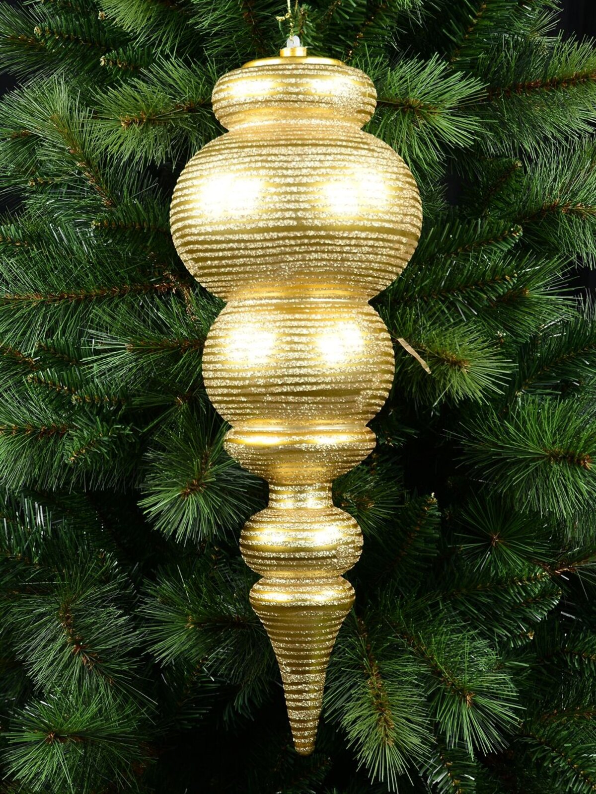 Metallic Gold Glitter Striped Large Display Ellipsoid Finial | 55cm — image 5