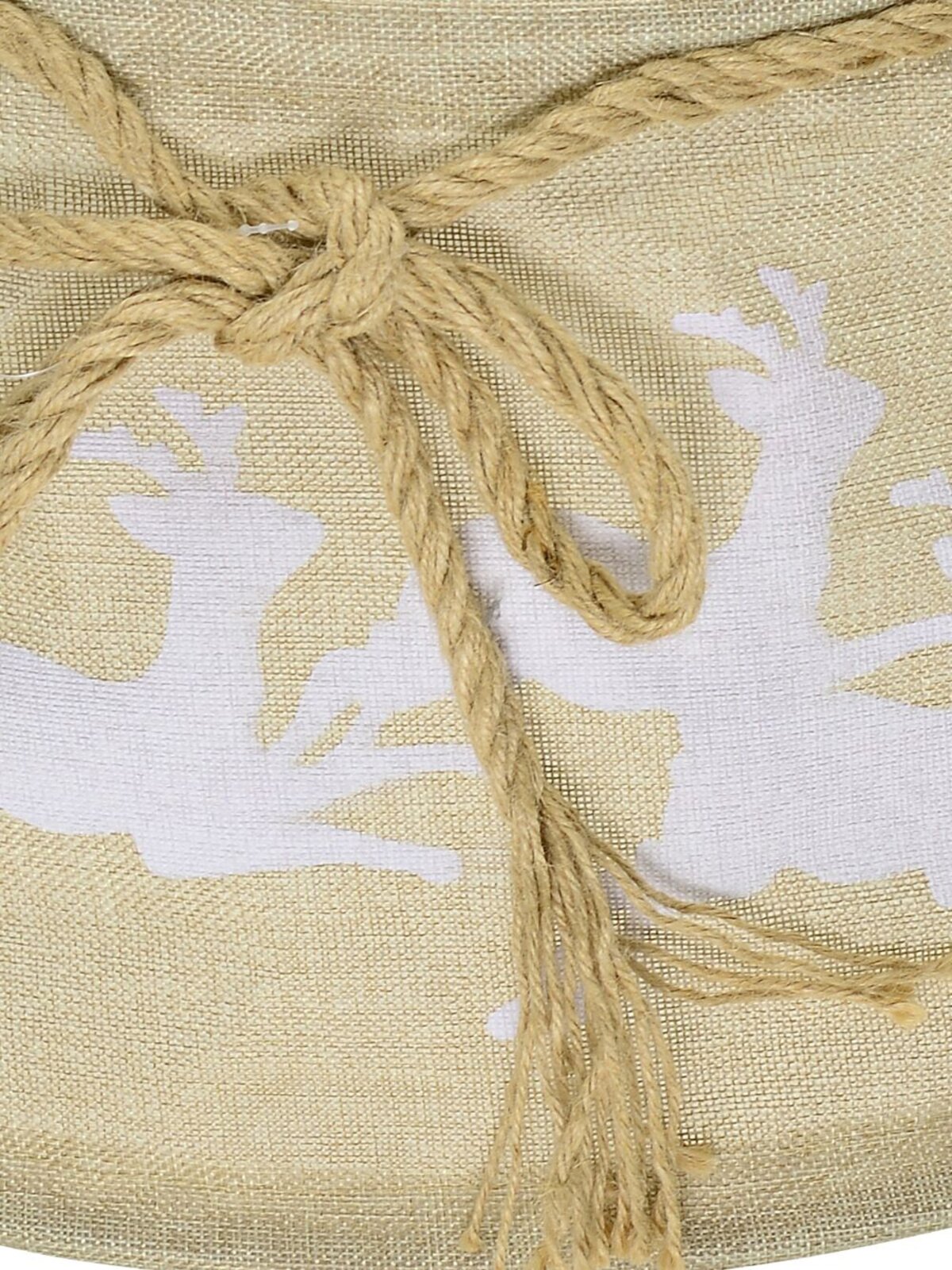 58cm Burlap Christmas Tree Collar With Reindeer Print & Rope Bow — image 2