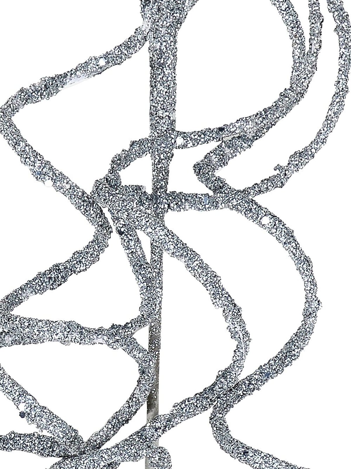 Silver Glitter Curly Weeping Willow Branch Long Christmas Stem | 58cm — image 4