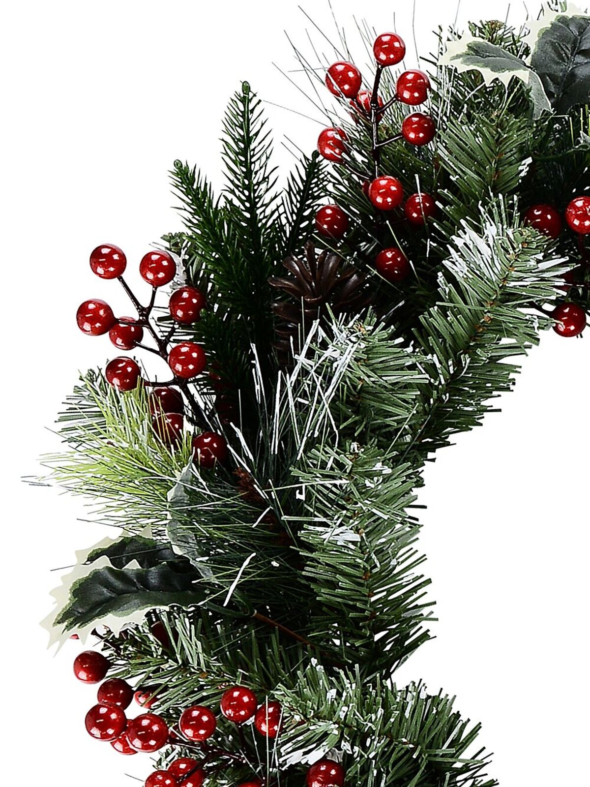 58cm Snowy Forest Christmas Wreath With Mixed Pine Spruce & Holly — image 4