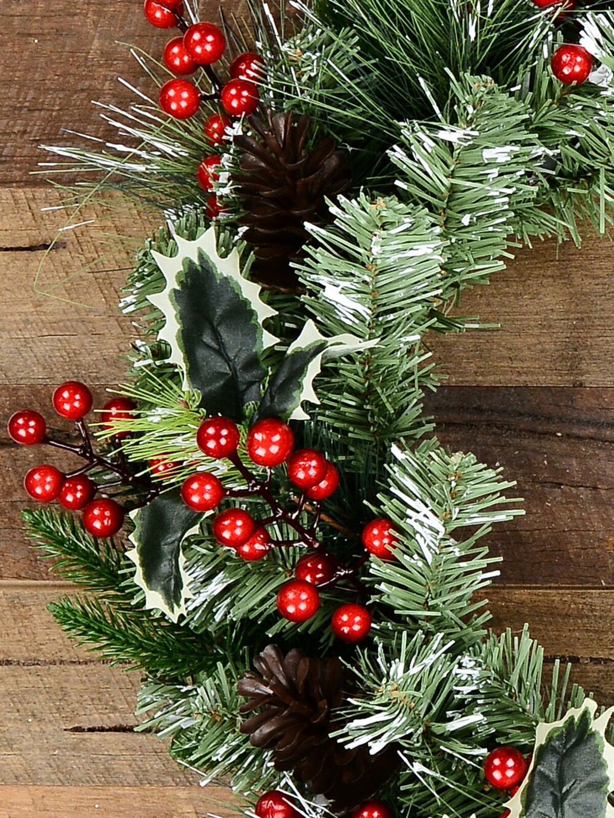 58cm Snowy Forest Christmas Wreath With Mixed Pine Spruce & Holly — image 3