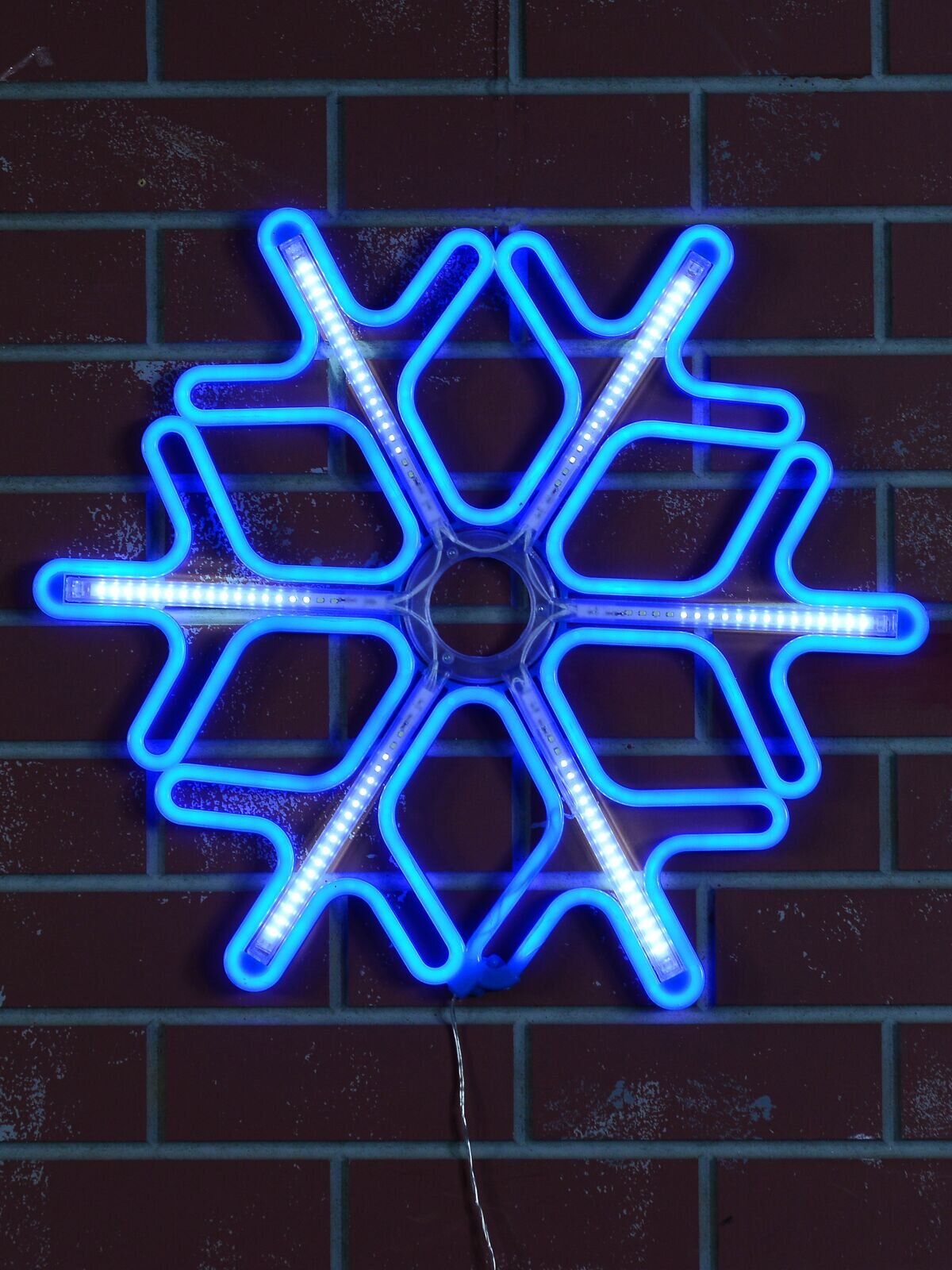 60cm Blue Snowflake With Cool White Flash Strip Neon Flex Light Display — image 2