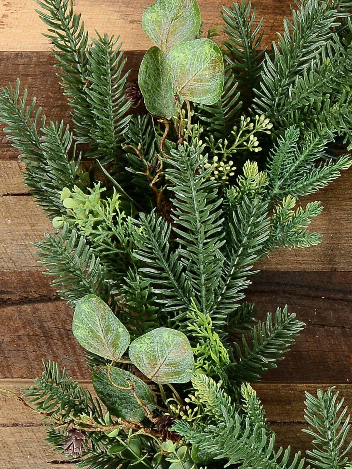 60cm Botanical Mixed Foliage Christmas Wreath With Pine Cones — image 6
