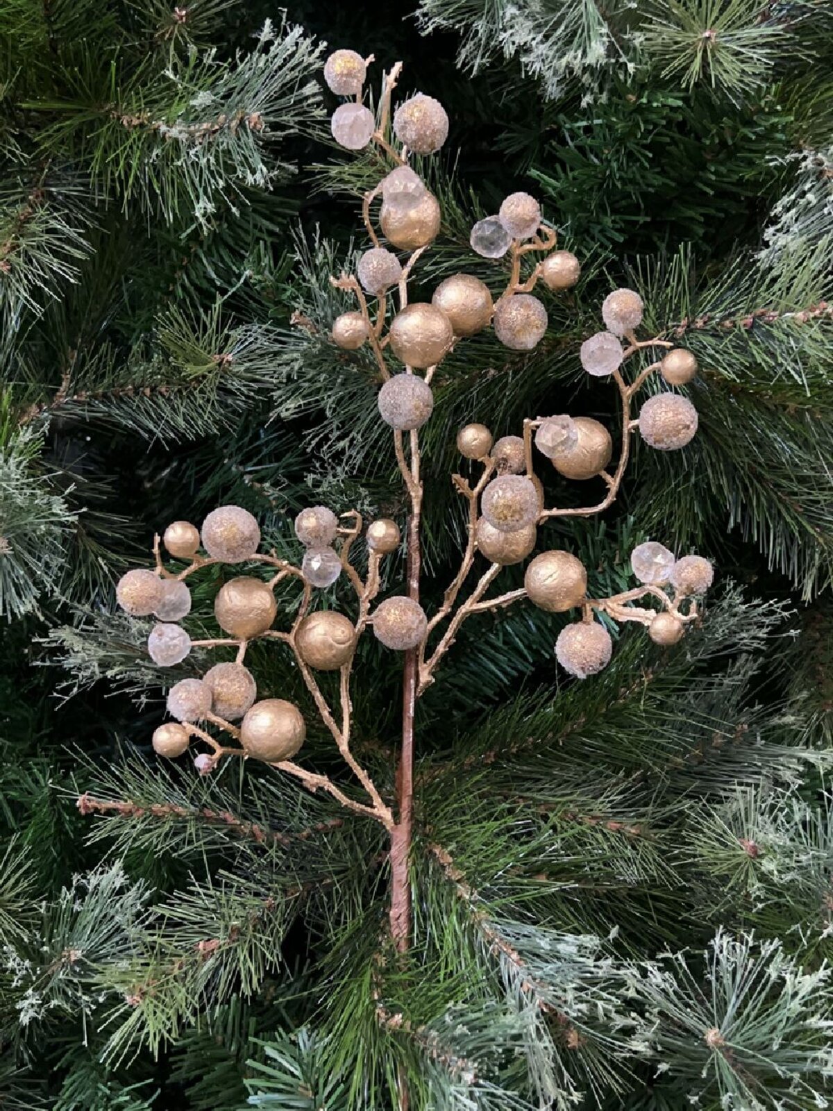 Bronze Beaded & Diamante Berry Long Christmas Stem | 61cm — image 2