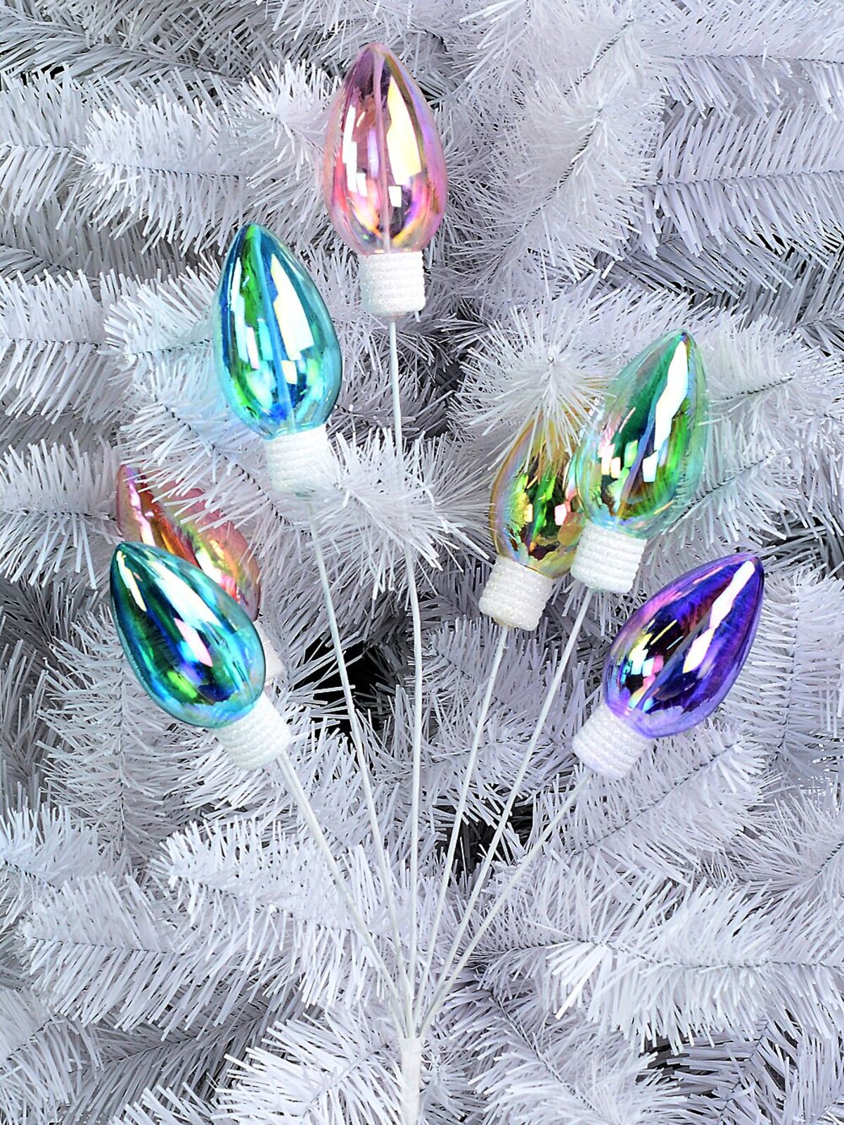 Pastel Rainbow C9 Bulb Spray Long Christmas Stem | 61cm — image 2