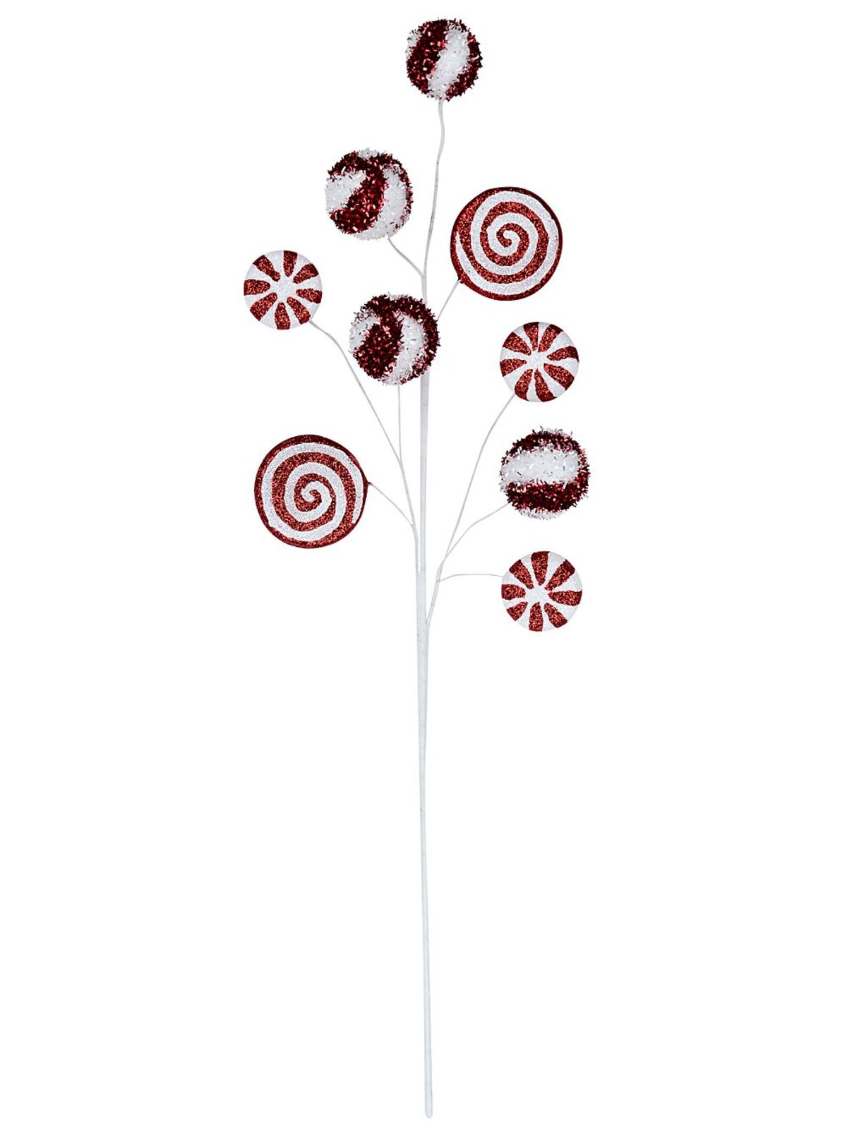 Red & White Peppermint Candy Plaque Long Christmas Stem | 61cm — image 3