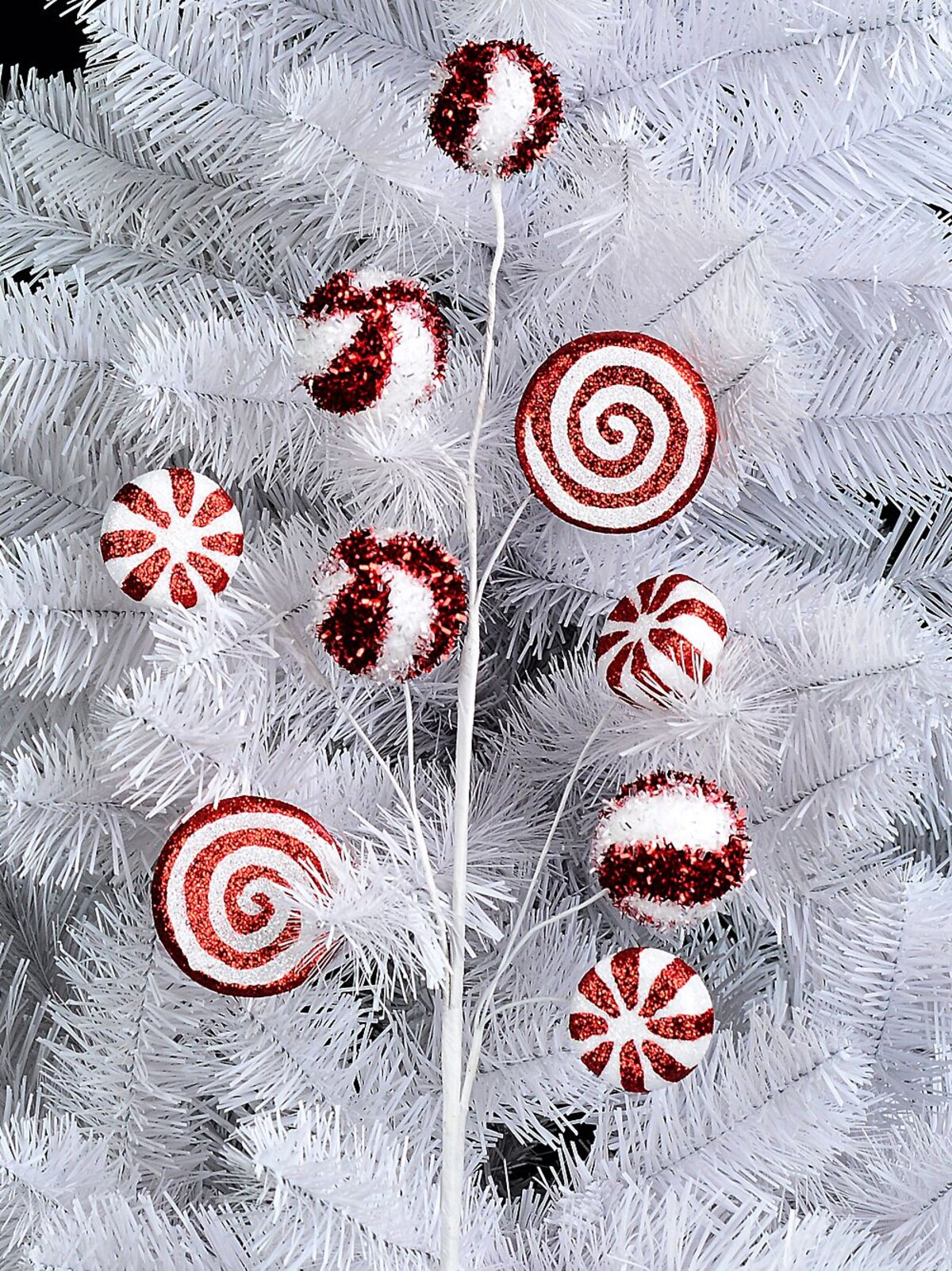 Red & White Peppermint Candy Plaque Long Christmas Stem | 61cm — image 2