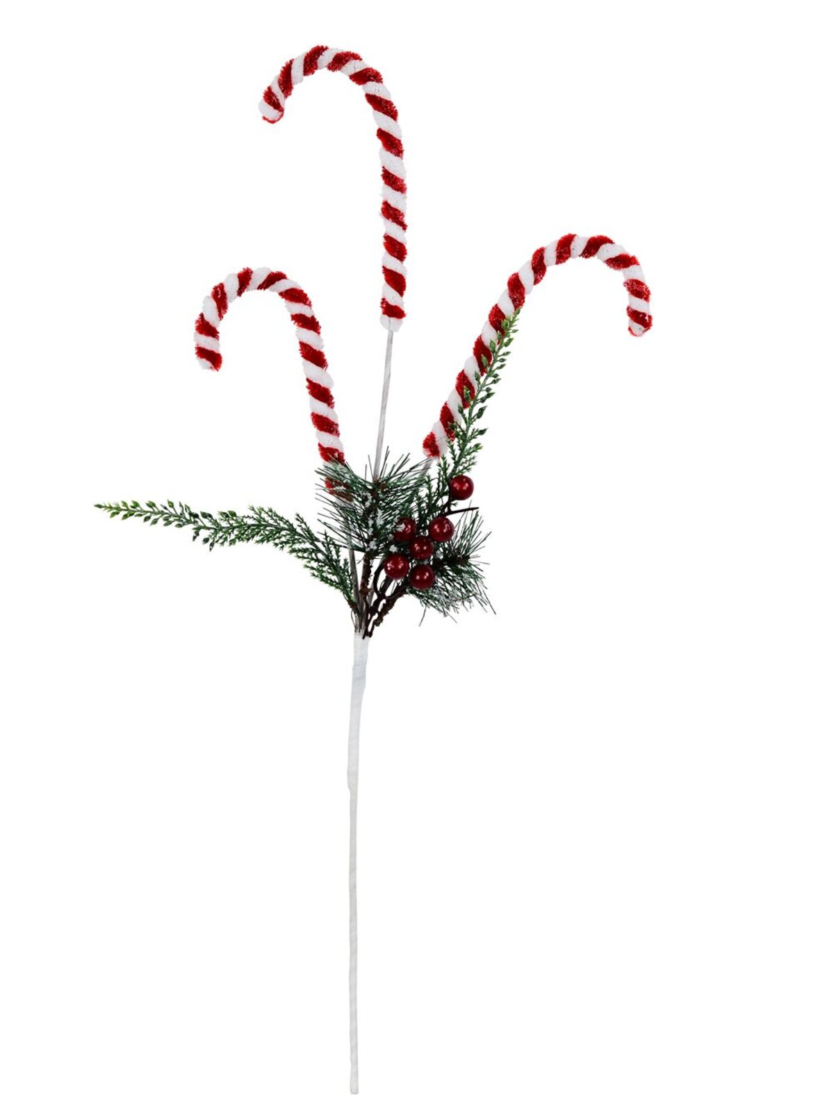 Candy Canes Berries & Foliage Spray Long Christmas Stem | 62cm — image 3