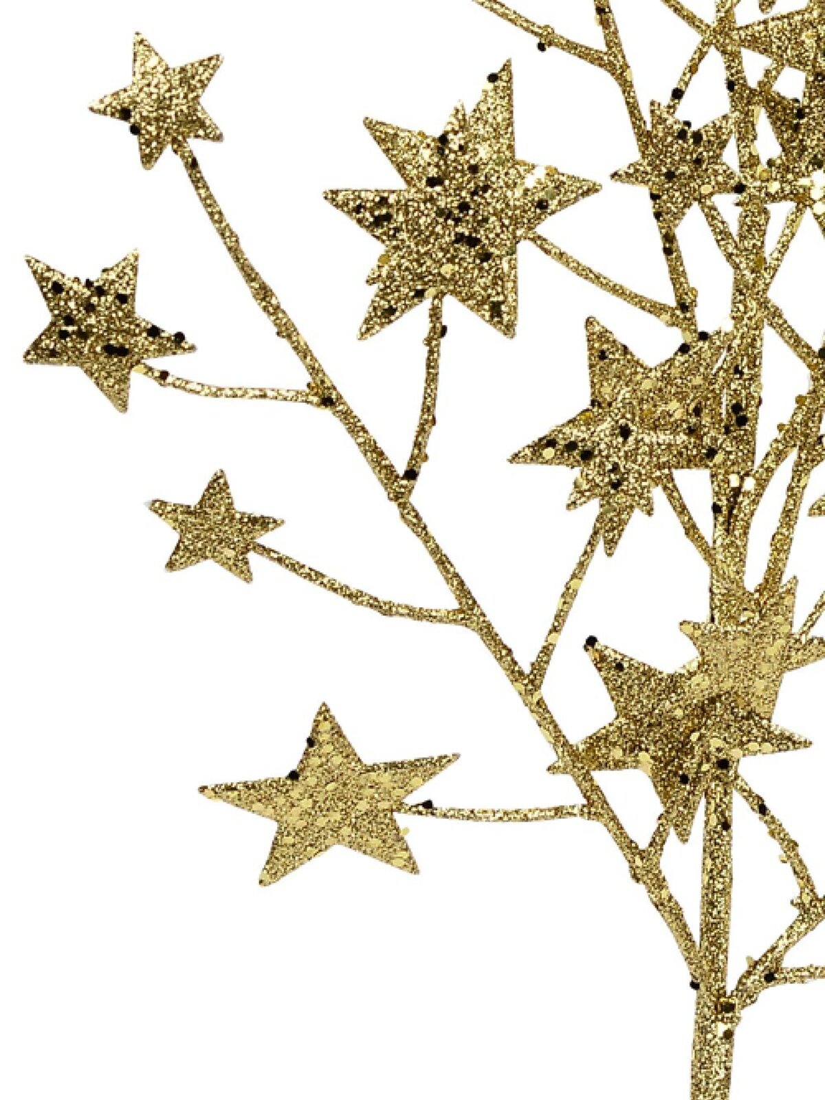 Gold Glitter & Sequin Stars Spray Long Christmas Stem | 62cm — image 4