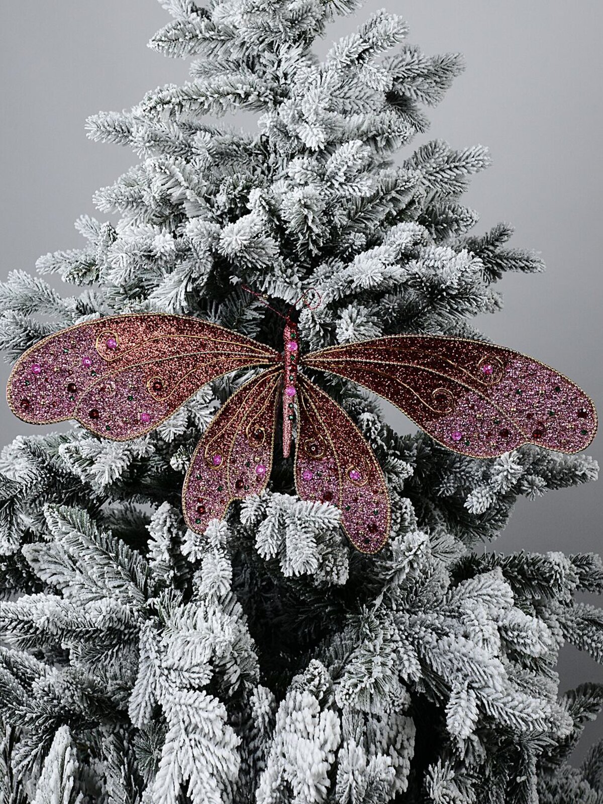 Large Pink Bejeweled Dragonfly Christmas Clip Pick | 62cm — image 2