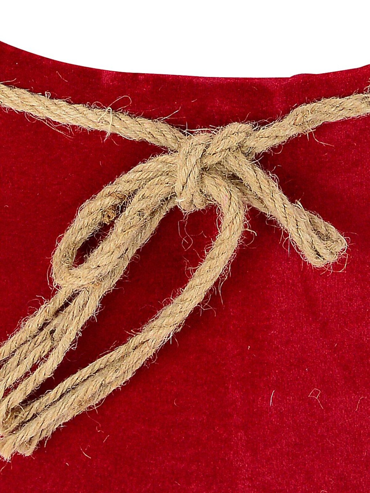 62cm Red Velvet Christmas Tree Collar With Rope Bow Knot — image 3