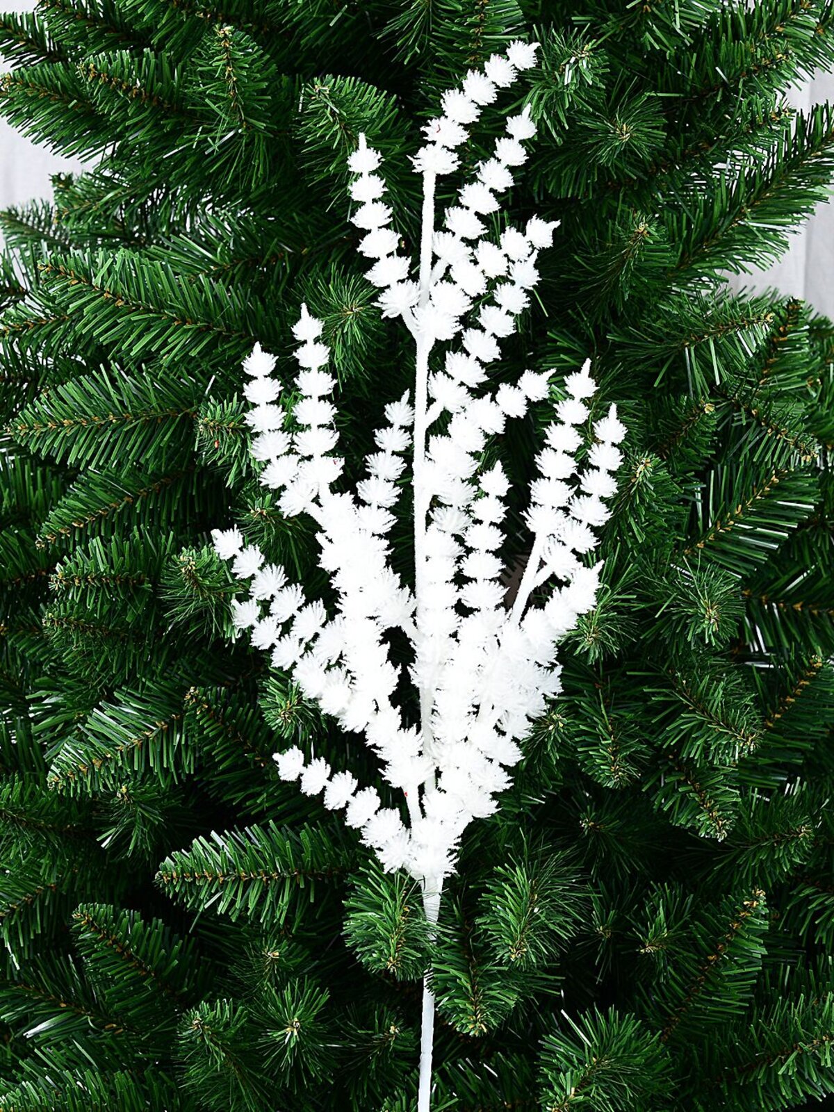 White Frost Flowers Look Spray Long Christmas Stem | 64cm — image 3