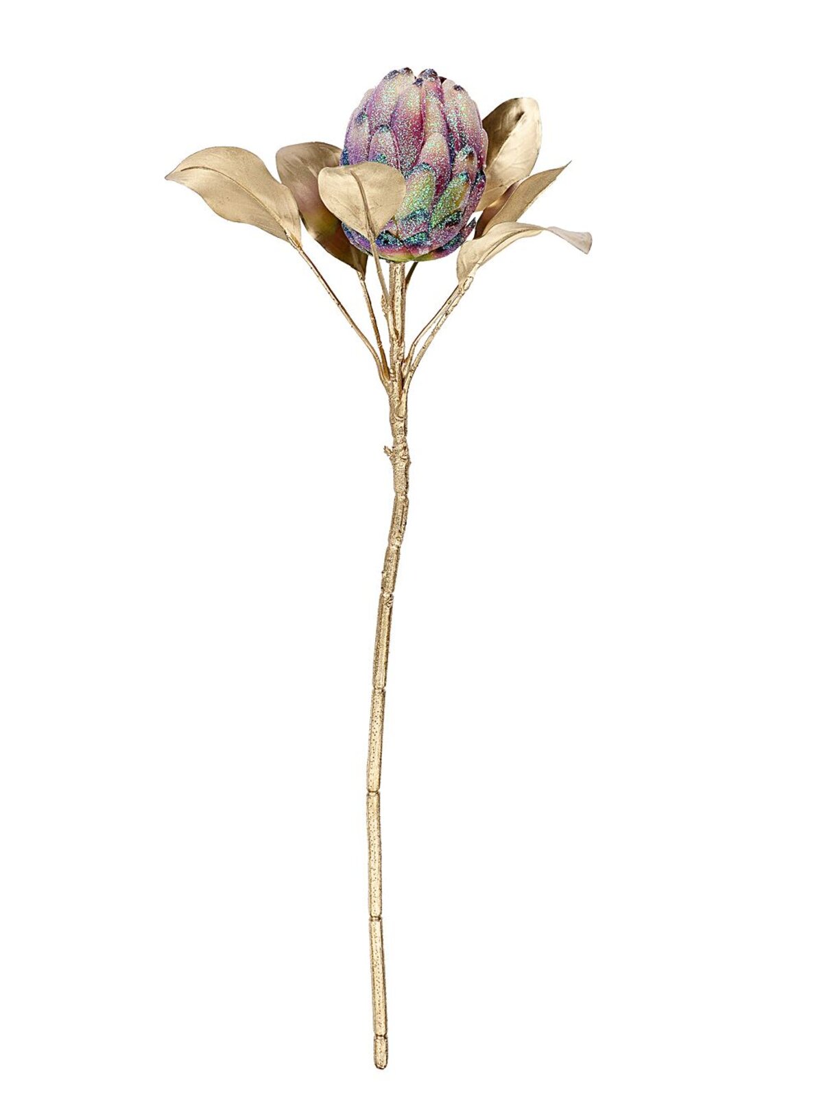 65cm Waratah-Like Protea Flower With Iridescent Glitter Long Christmas Stem — image 4