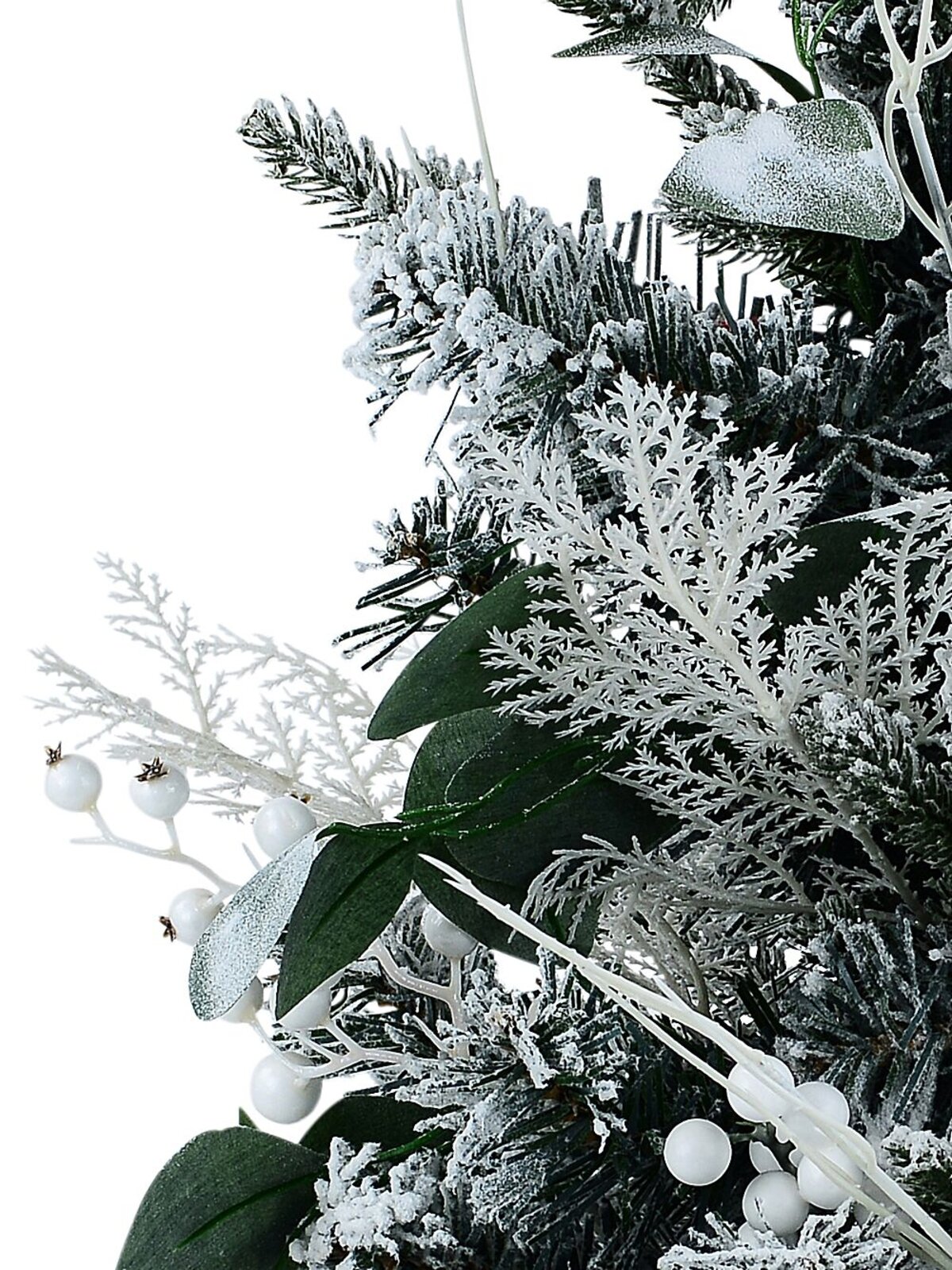 66cm Flocked Foliage Bouquet Tabletop Tree | 70 Tips & Silver Tin Pot — image 6