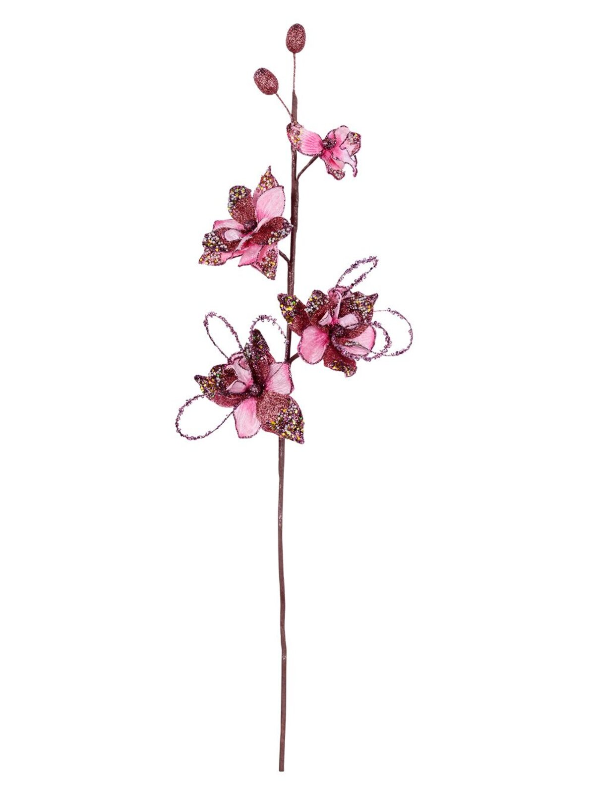 Glamorous Pink Orchid Look Spray Long Christmas Stem | 68cm — image 3