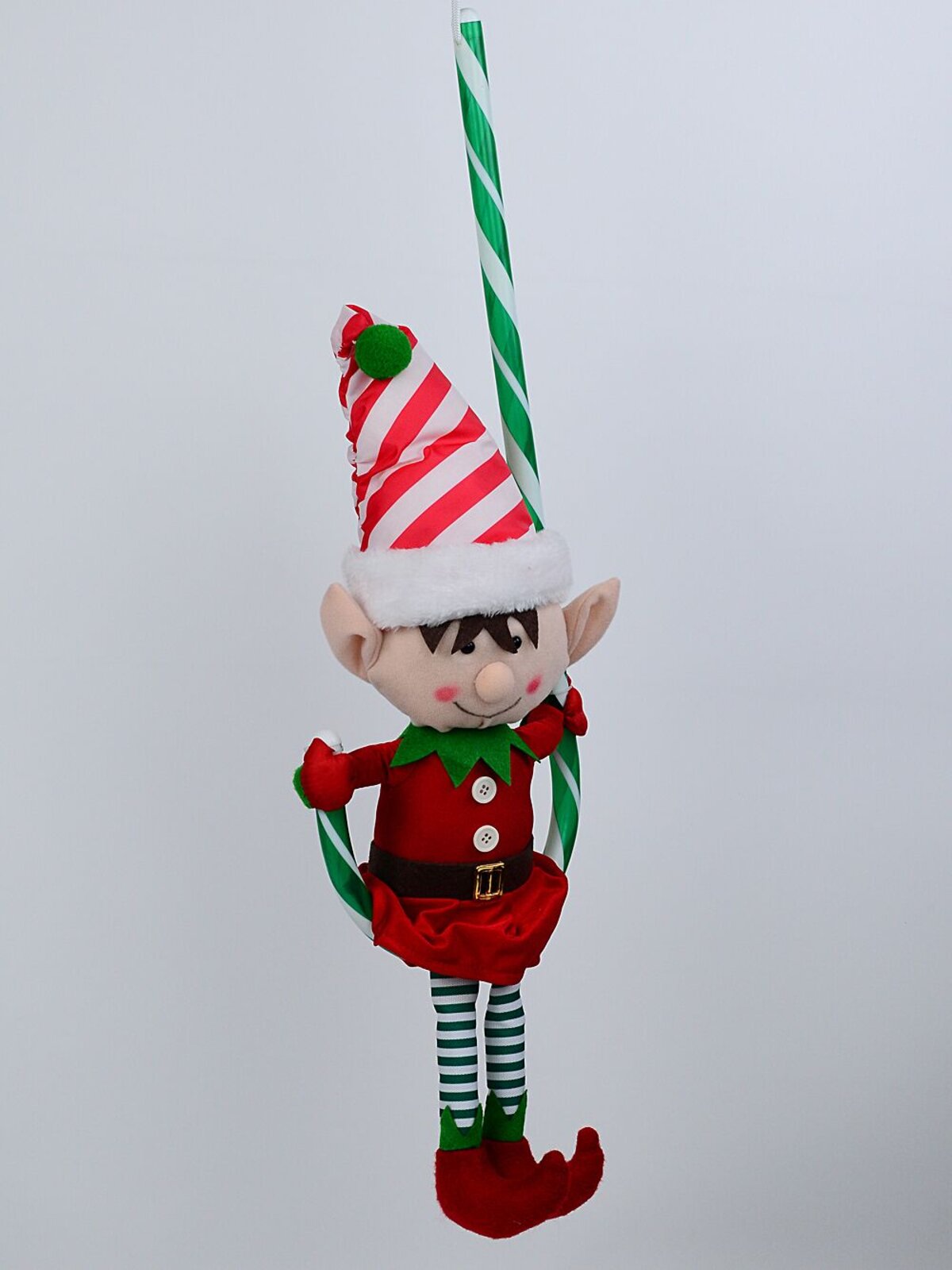 68cm Hanging Elf In Candy Cane Outdoor Nylon Christmas Decoration — image 4
