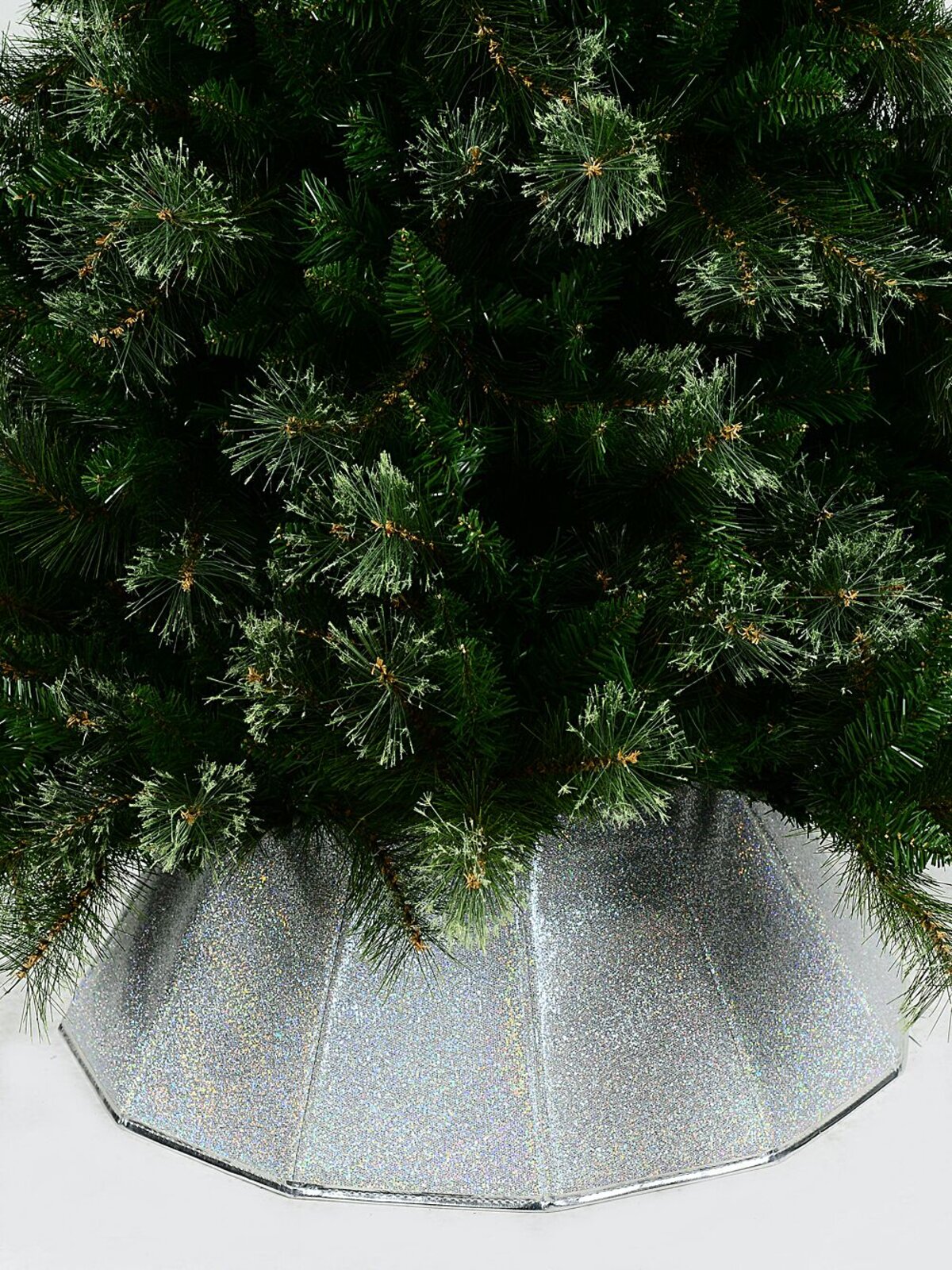 68cm Silver & Iridescent Glitter Prism Faceted Christmas Tree Collar — image 2