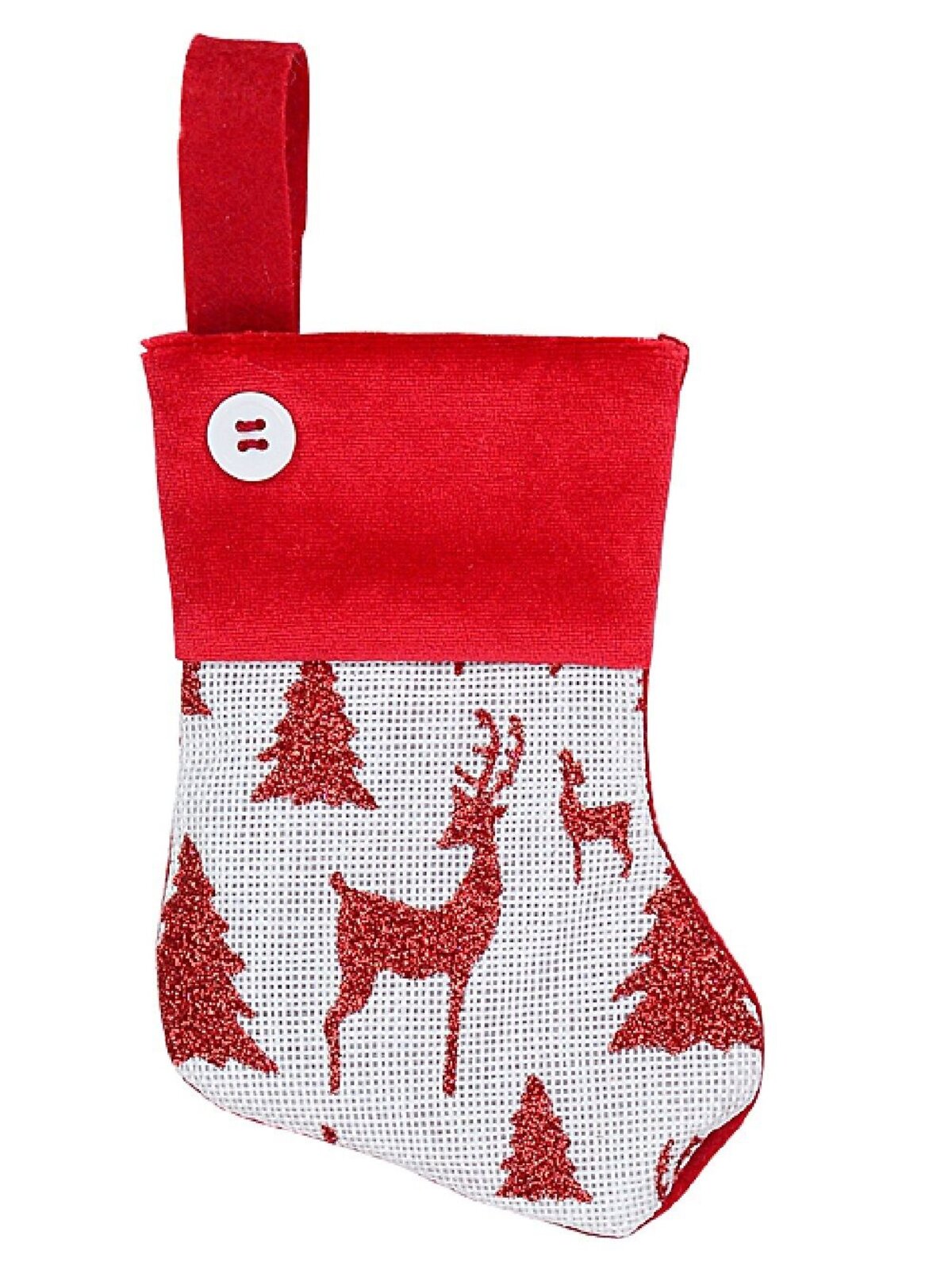 6x 15cm Mini White Mesh Stockings with Red Patterns — image 4