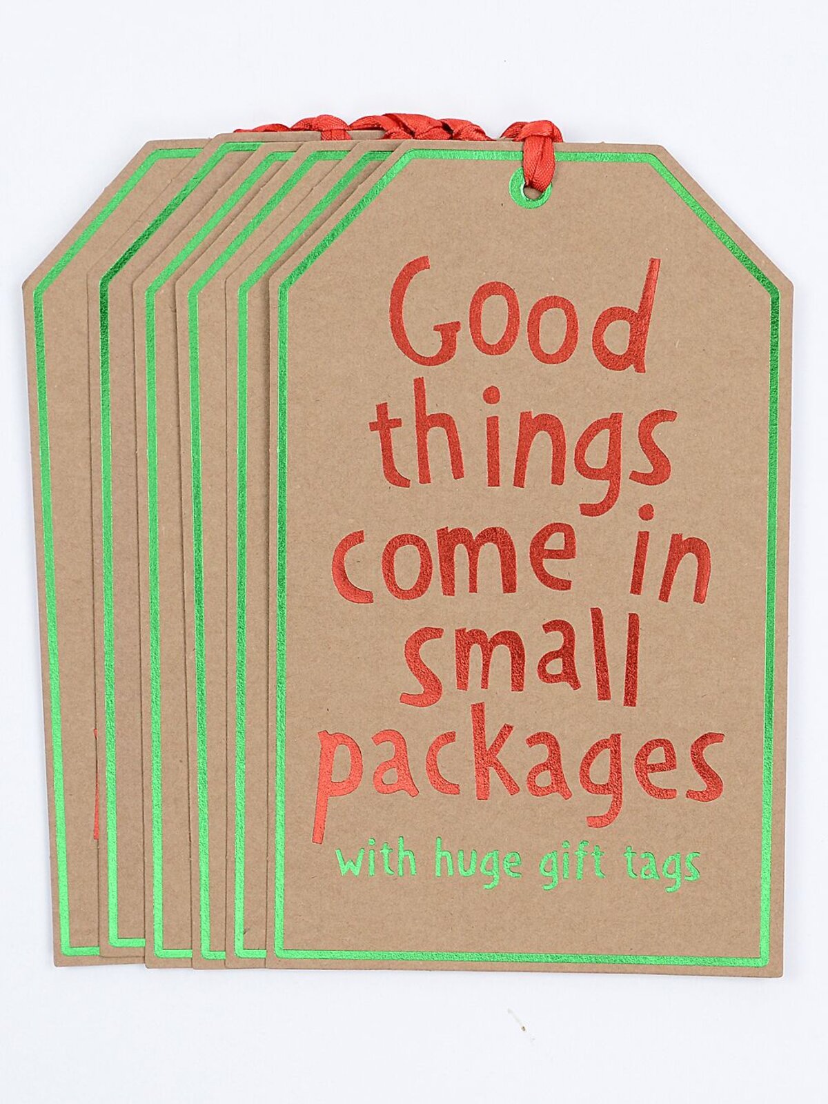 6x 21cm Huge Kraft Christmas Gift Tags Small Packages Foil Pack — image 3