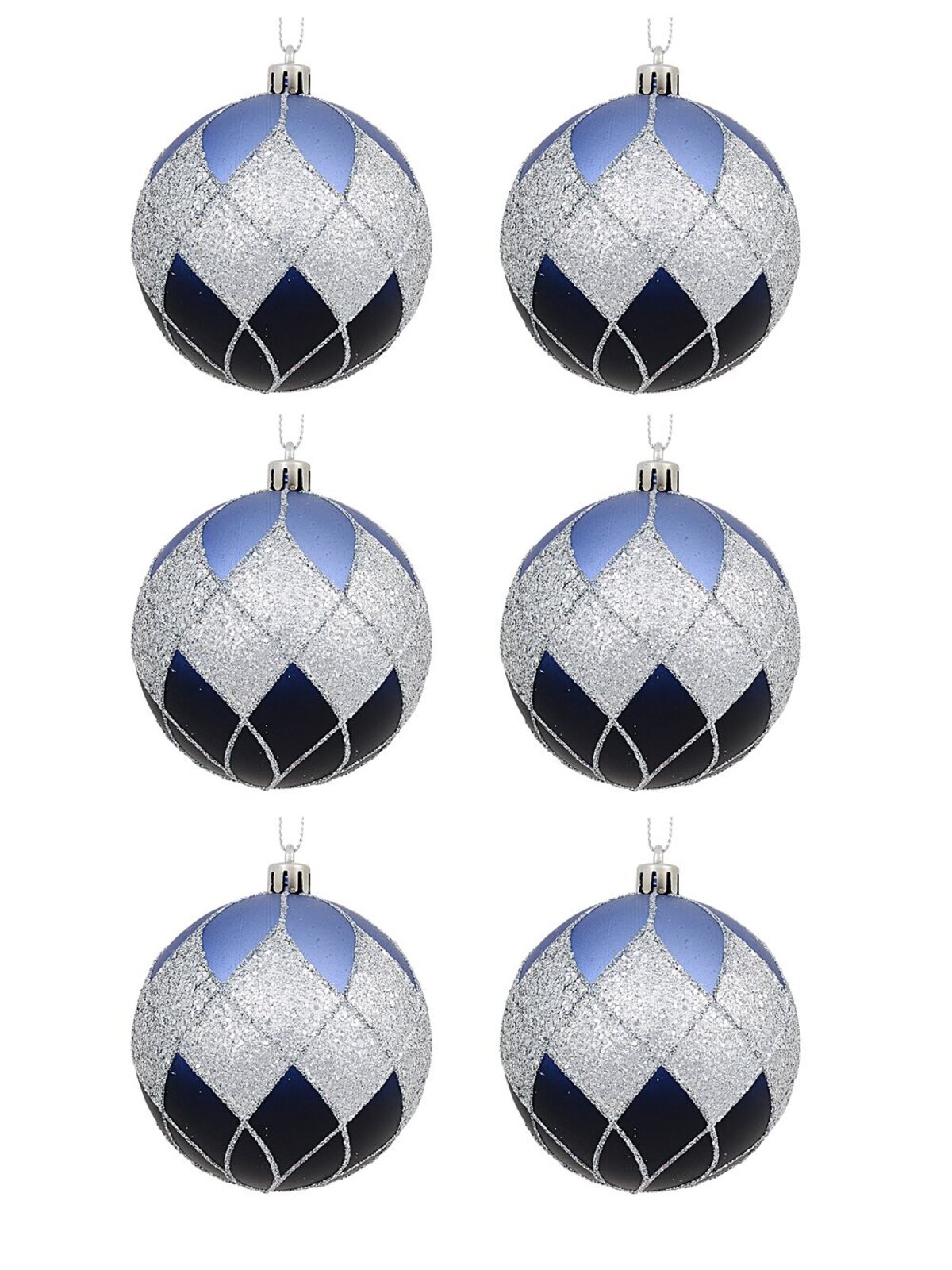6x Dynamic Ombre Blue Statement Glitter Quadrilateral Baubles | 80mm — image 3