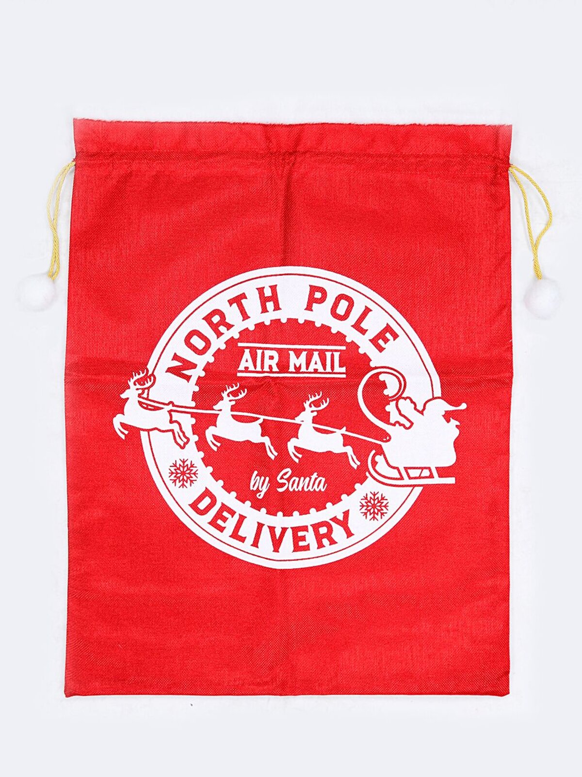 70cm Red Jute Look White North Pole Air Mail Stamp Santa Sack — image 2