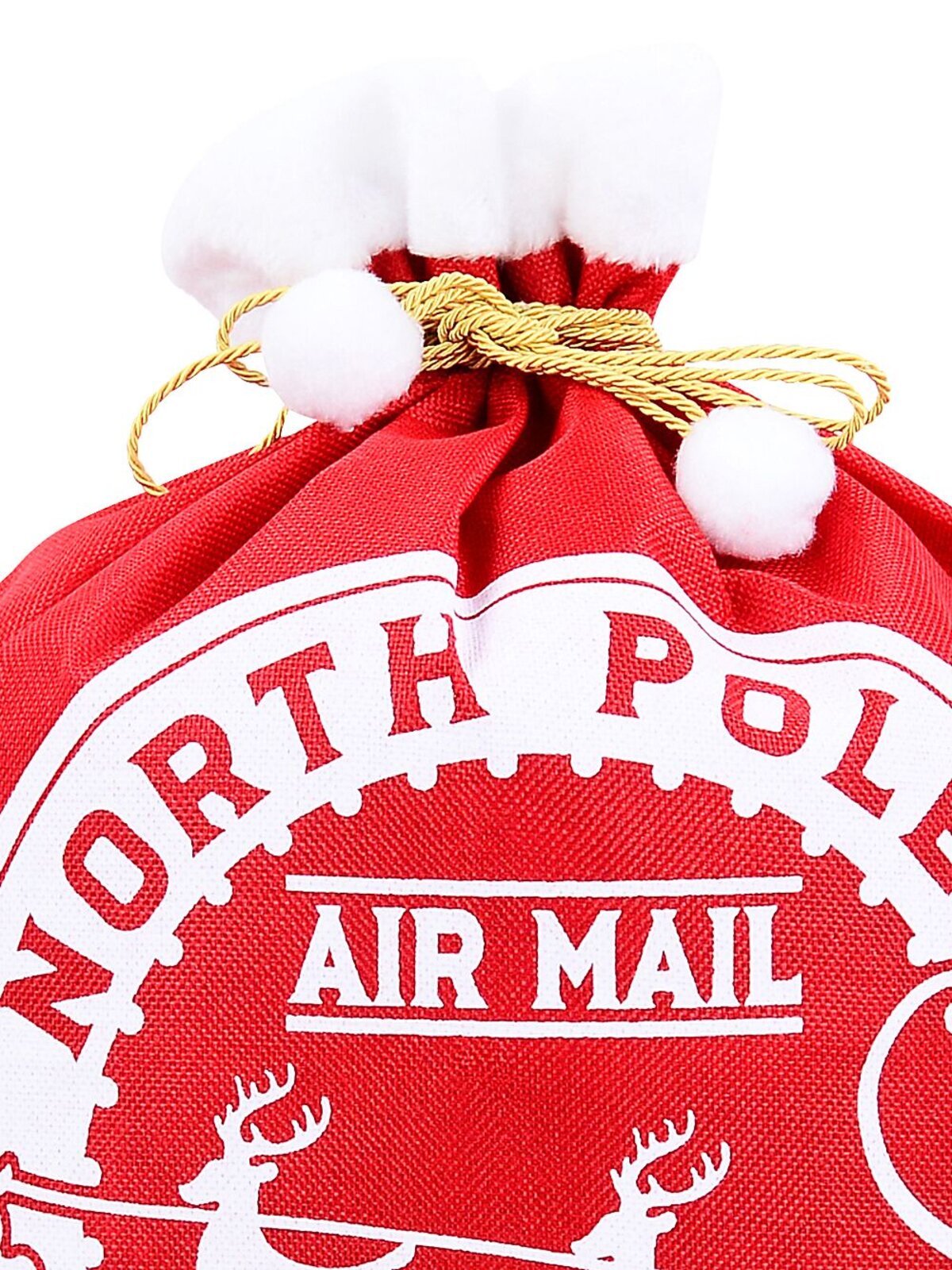 70cm Red Jute Look White North Pole Air Mail Stamp Santa Sack — image 3