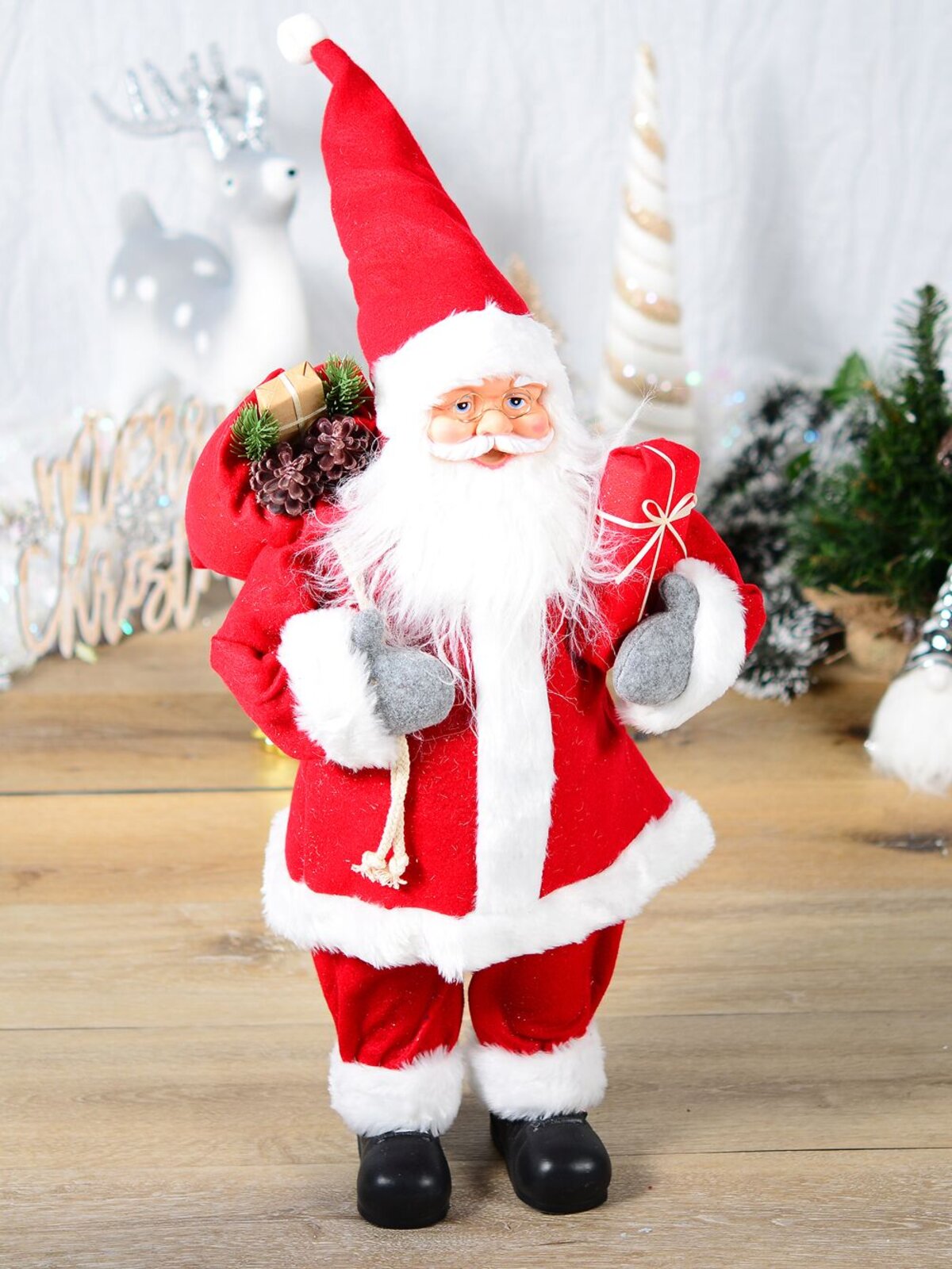 72cm Traditional Santa Claus With Present & Gift Sack Decorative Ornament — image 9