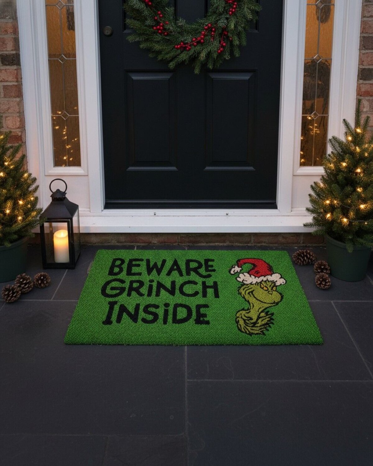 Dr. Seuss The Grinch Doormat | 75cm Beware Grinch Inside Entryway Mat — image 2