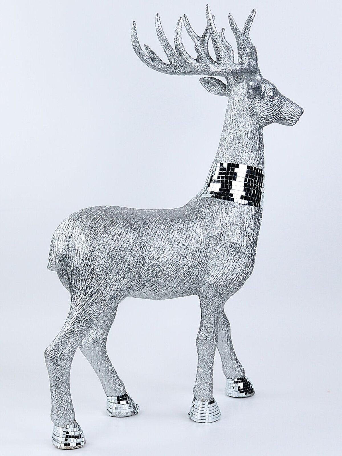 76cm Large Silver Glitter & Mirror Tile Accented Reindeer Ornament — image 4
