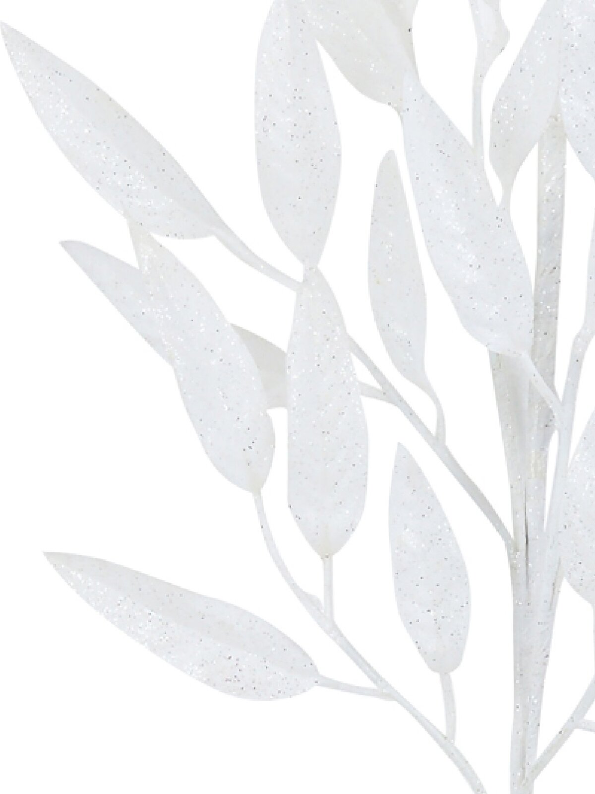 White With Silver Glitter Gum Leaf Look Spray Long Christmas Stem | 76cm — image 4