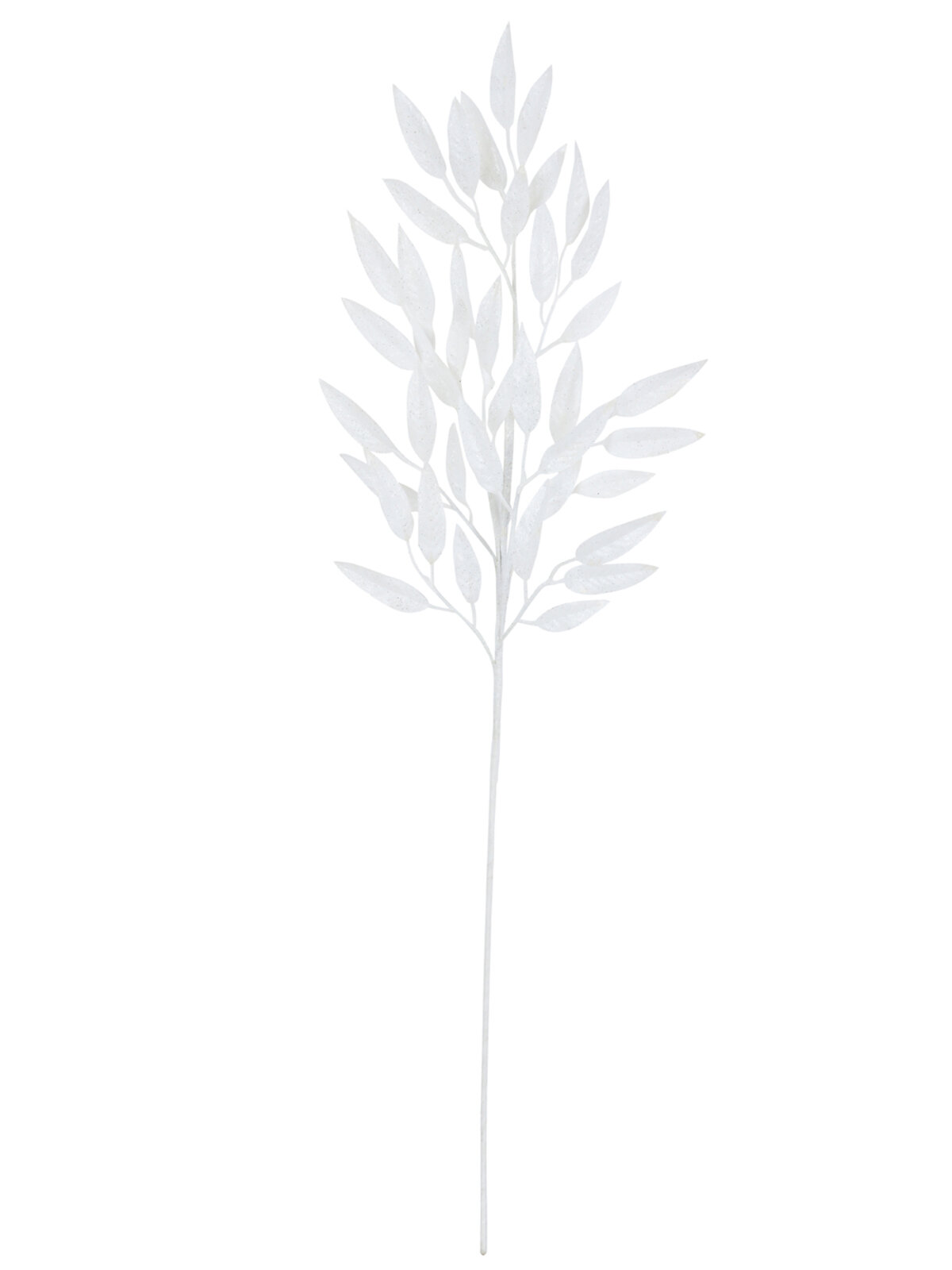 White With Silver Glitter Gum Leaf Look Spray Long Christmas Stem | 76cm — image 3