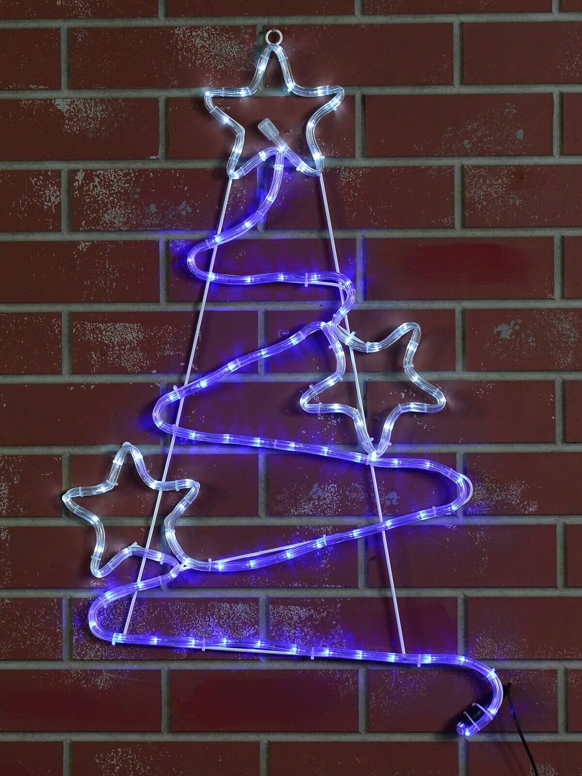 85cm Blue & Cool White LED Wavy Christmas Tree & Stars Silhouette — image 5