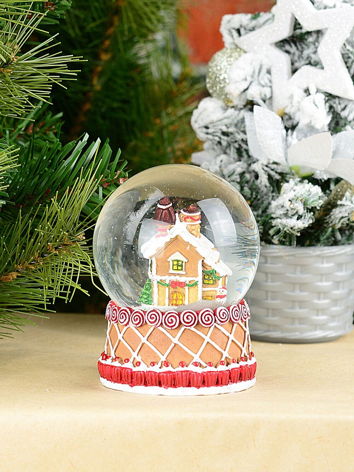 60mm Gingerbread House Mini Christmas Waterball Snow Globe — image 2