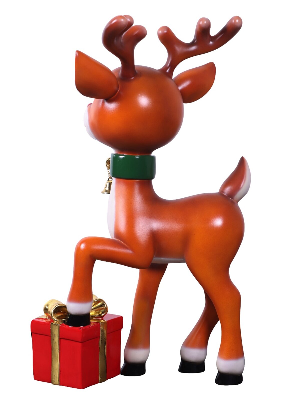 89cm Cute Reindeer Calf With Gift Life Size Resin Christmas Ornament — image 6