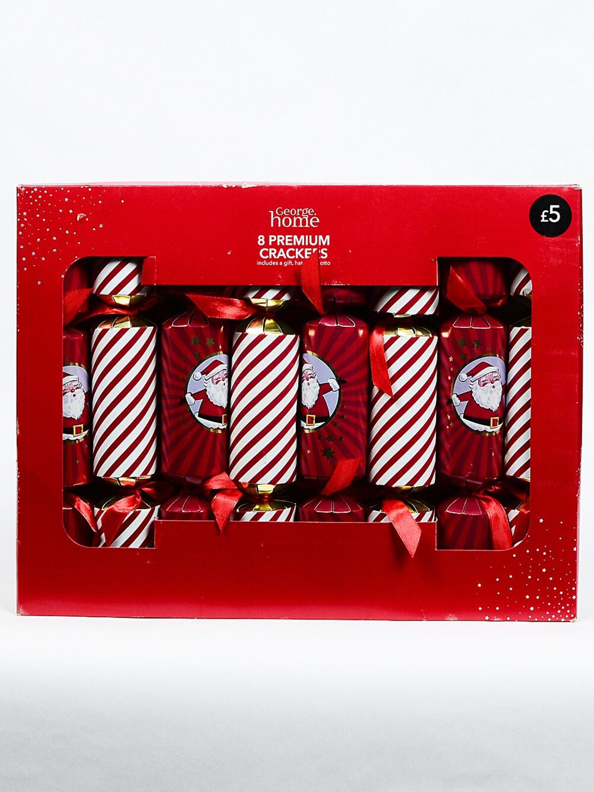 8x 30cm Red & White Santa & Candy Stripe With Shiny Gold Cracker Bon Bons — image 2