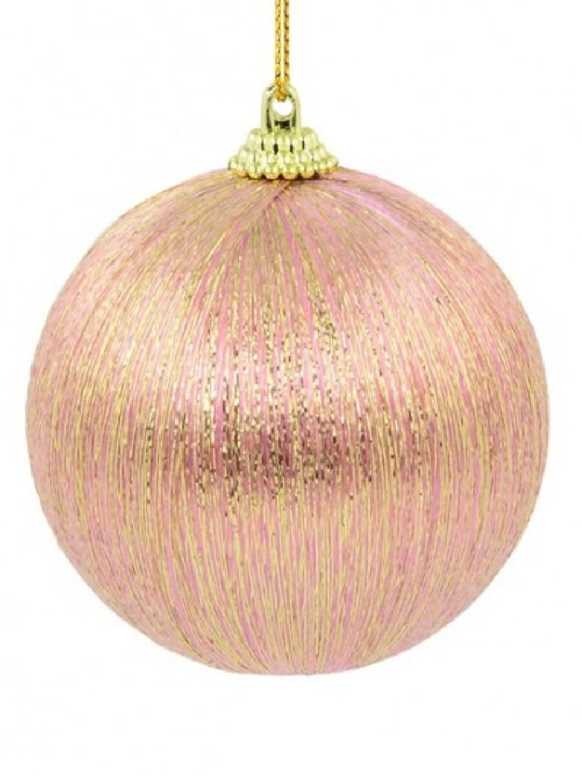 8x Opulent Pink & Gold Statement Metallic Thread Baubles | 75mm — image 4