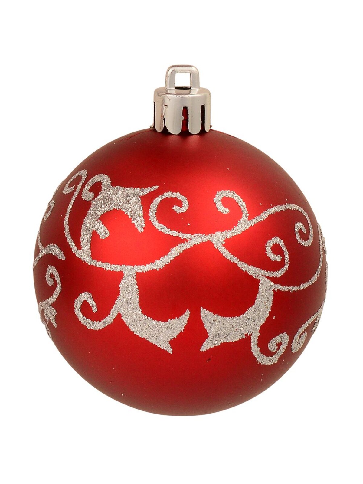 9x 60mm Red & Silver Christmas Baubles With Four Glitter Designs & Metallic — image 7