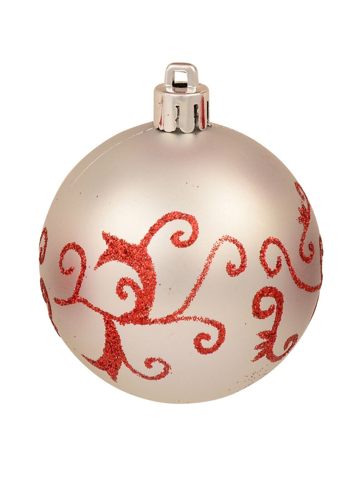 9x 60mm Red & Silver Christmas Baubles With Four Glitter Designs & Metallic — image 6