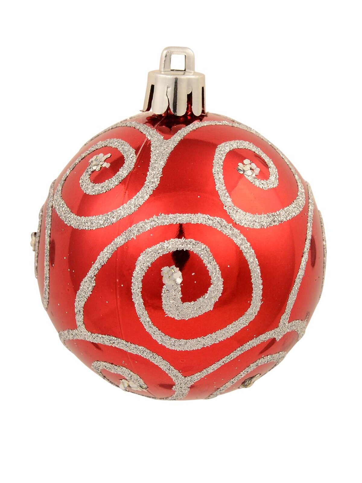 9x 60mm Red & Silver Christmas Baubles With Four Glitter Designs & Metallic — image 8