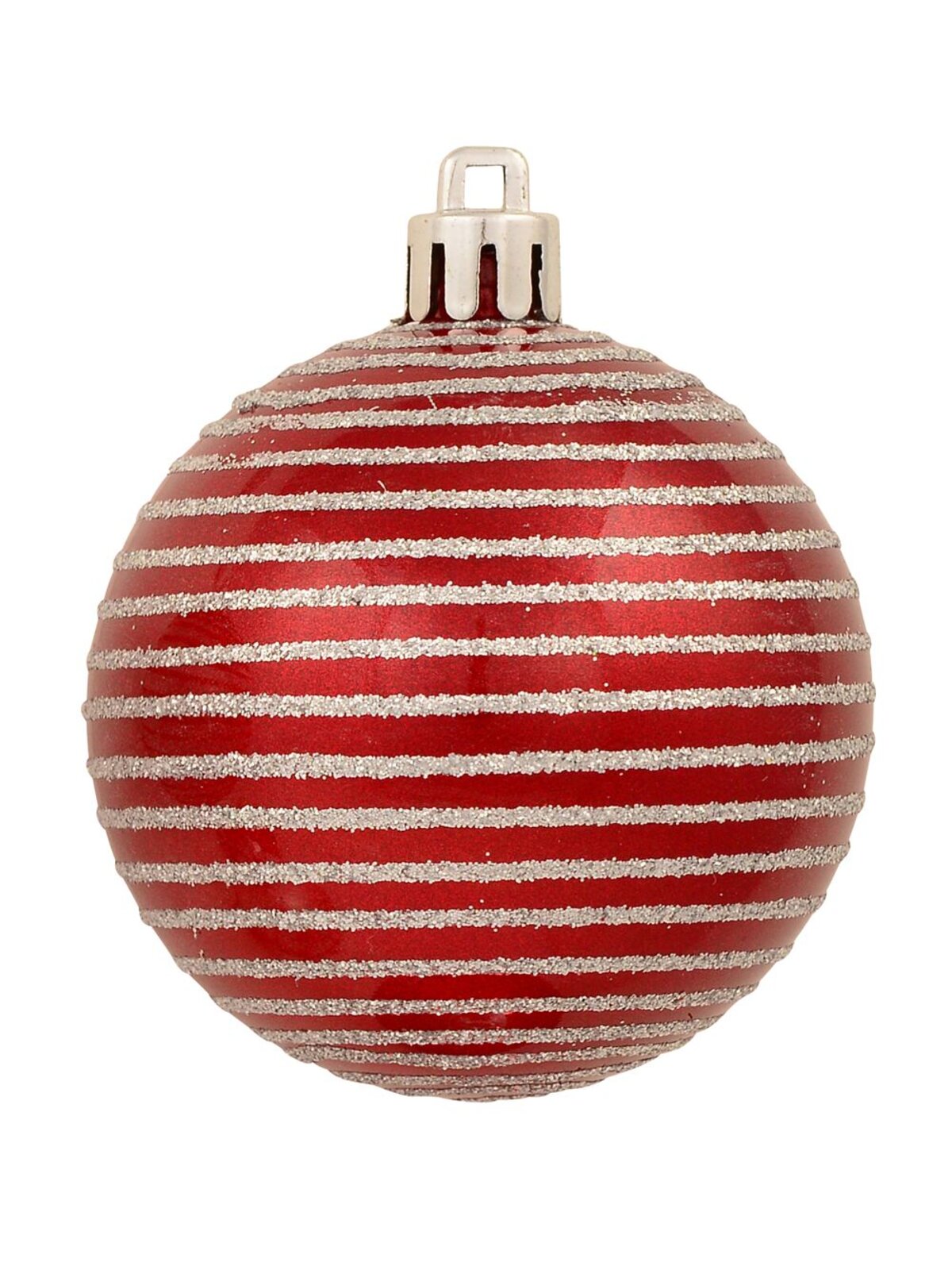 9x 60mm Red & Silver Christmas Baubles With Four Glitter Designs & Metallic — image 4