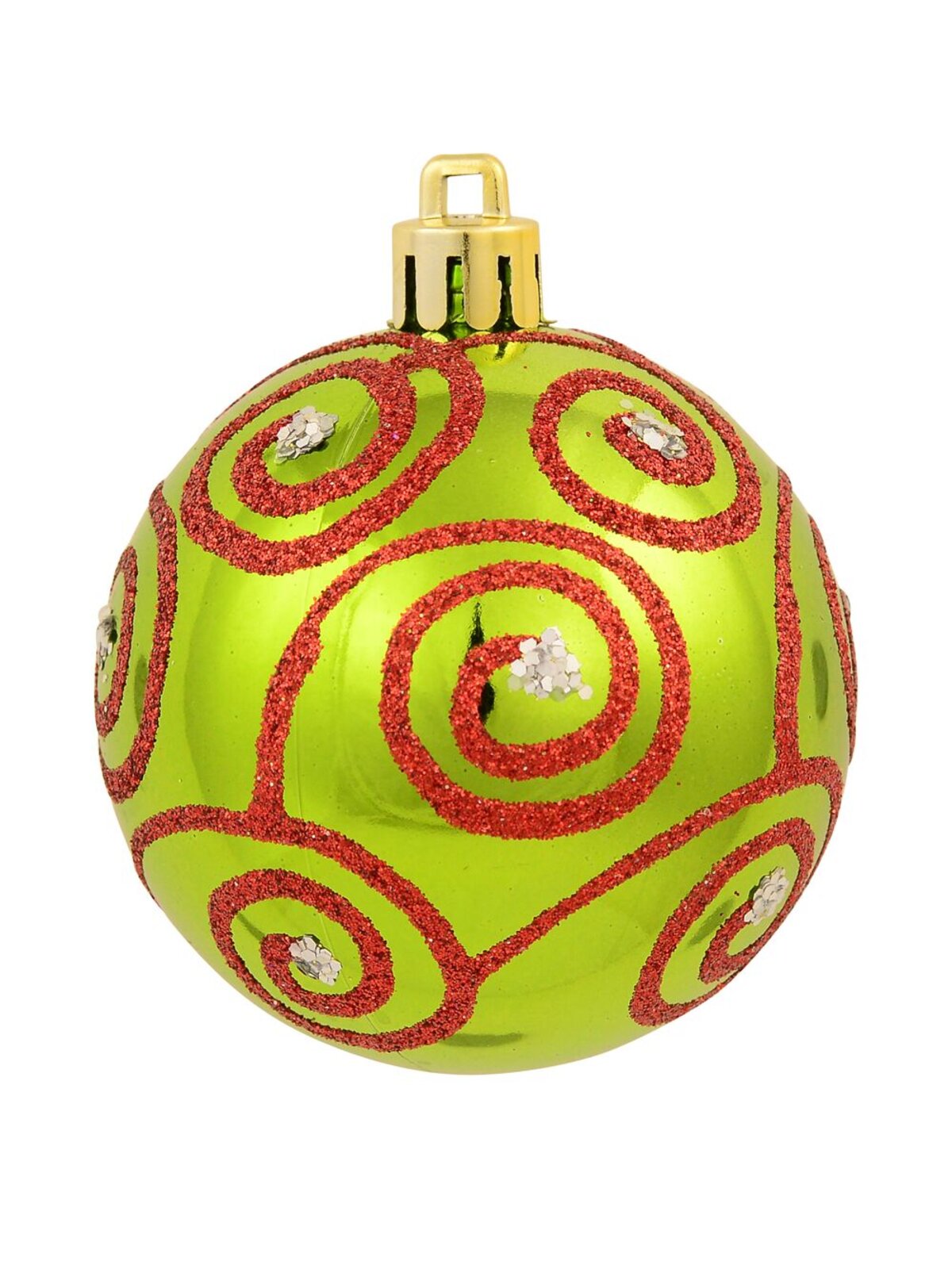 9x Timeless Red & Green Essential Ornate Glitter Ball Bauble Set | 60mm — image 7